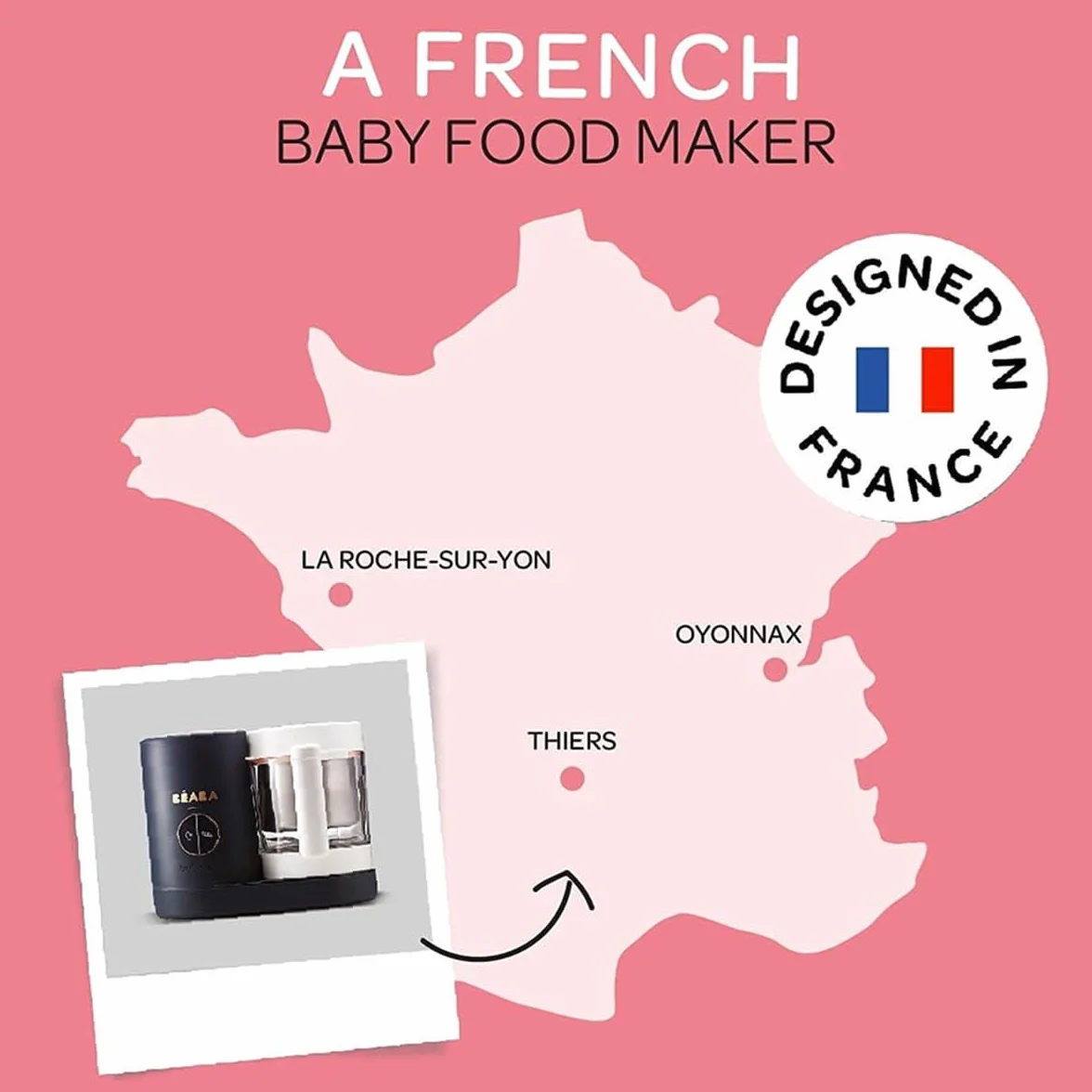 Béaba Babycook Neo Baby Food Maker 4 w 1 Szklana miska Stal nierdzewna