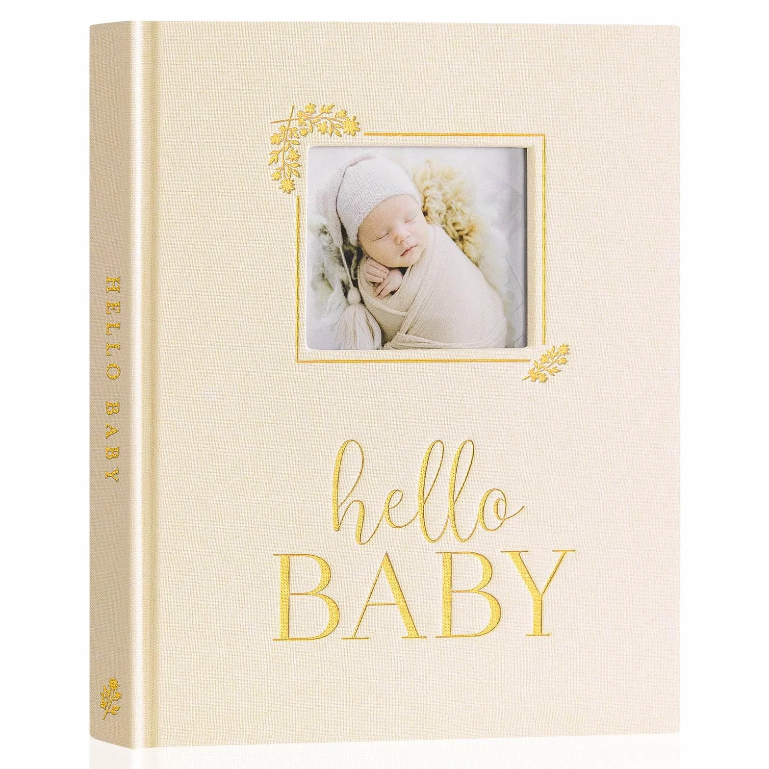 Lanpn Hello Baby książka pamiątkowa, pamiątka z pierwszych 5 lat noworodka z okienkiem DIY, lniana książka dla niemowląt, pamiętnik, album na zdjęcia, album kamieni milowych dziecka dla chłopców