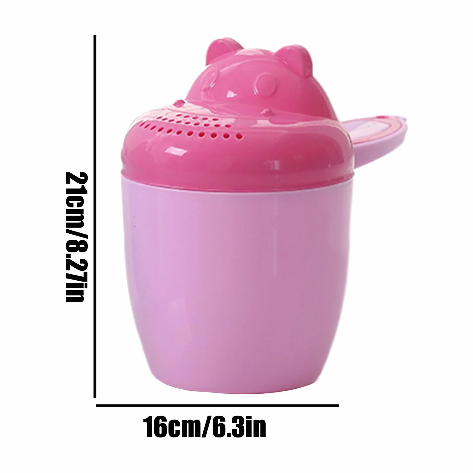 Baby Bath Cup, Toddler Rinse Jug, Cartoon Pourer Design, Thickened Safety Feature for Hair Washing and Bathing, Shower Rinsing, Kids Bath Time Acessories 215.17 Inch Pink, Green