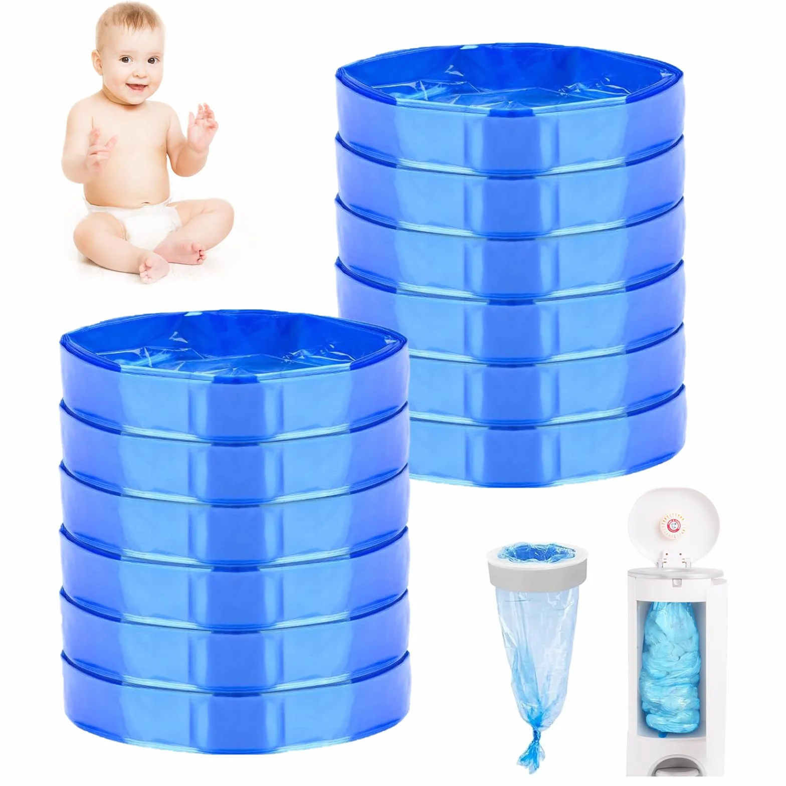 Tommee Tippee Angelcare Wiadro na pieluchy 12 sztuk pojemników folia uzupełniająca ośmiokątne