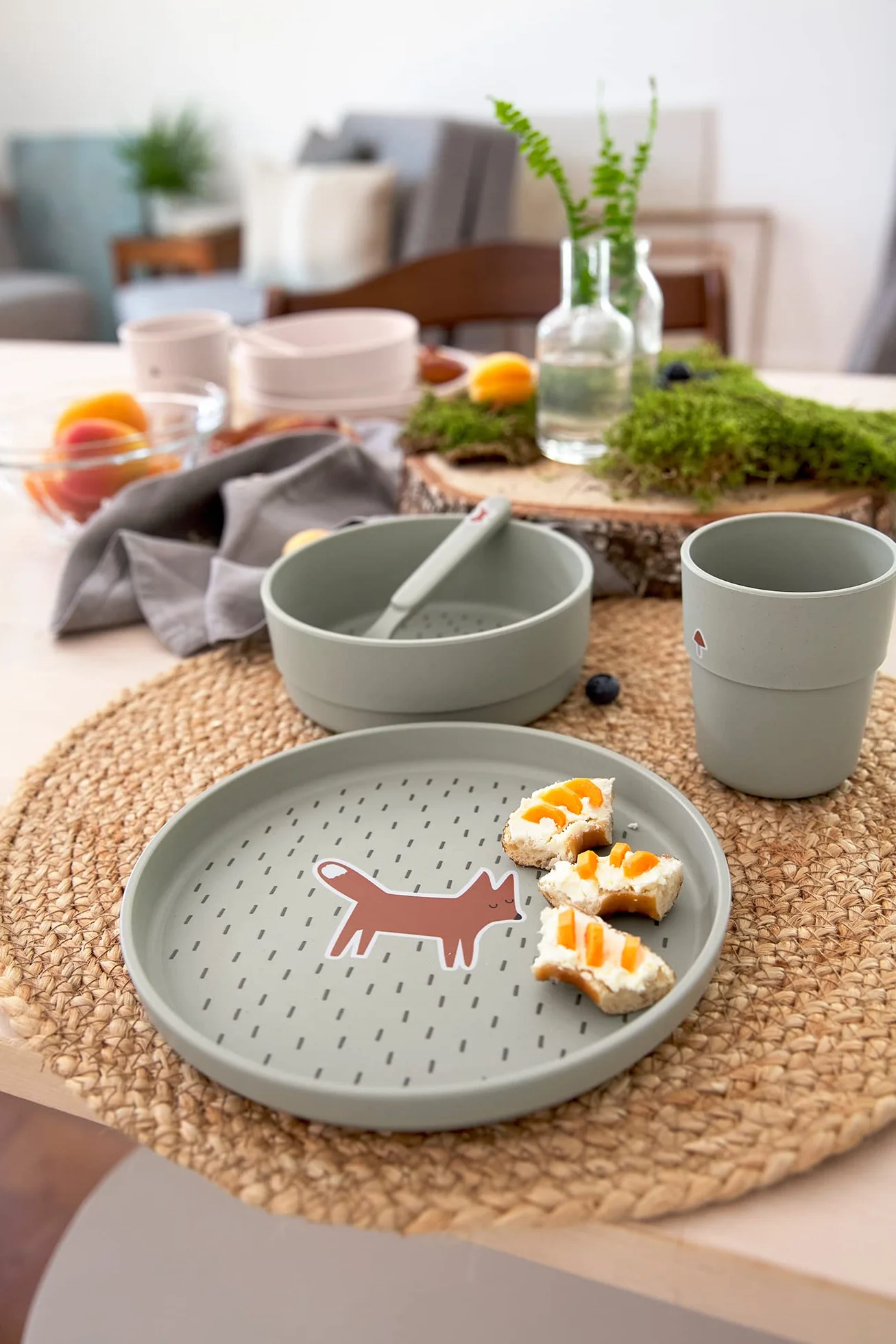 LÄSSIG Talerz dziecięcy bez melaminy, nie zawiera BPA, do zmywarki i kuchenki mikrofalowej/Plate Little Forest Fox