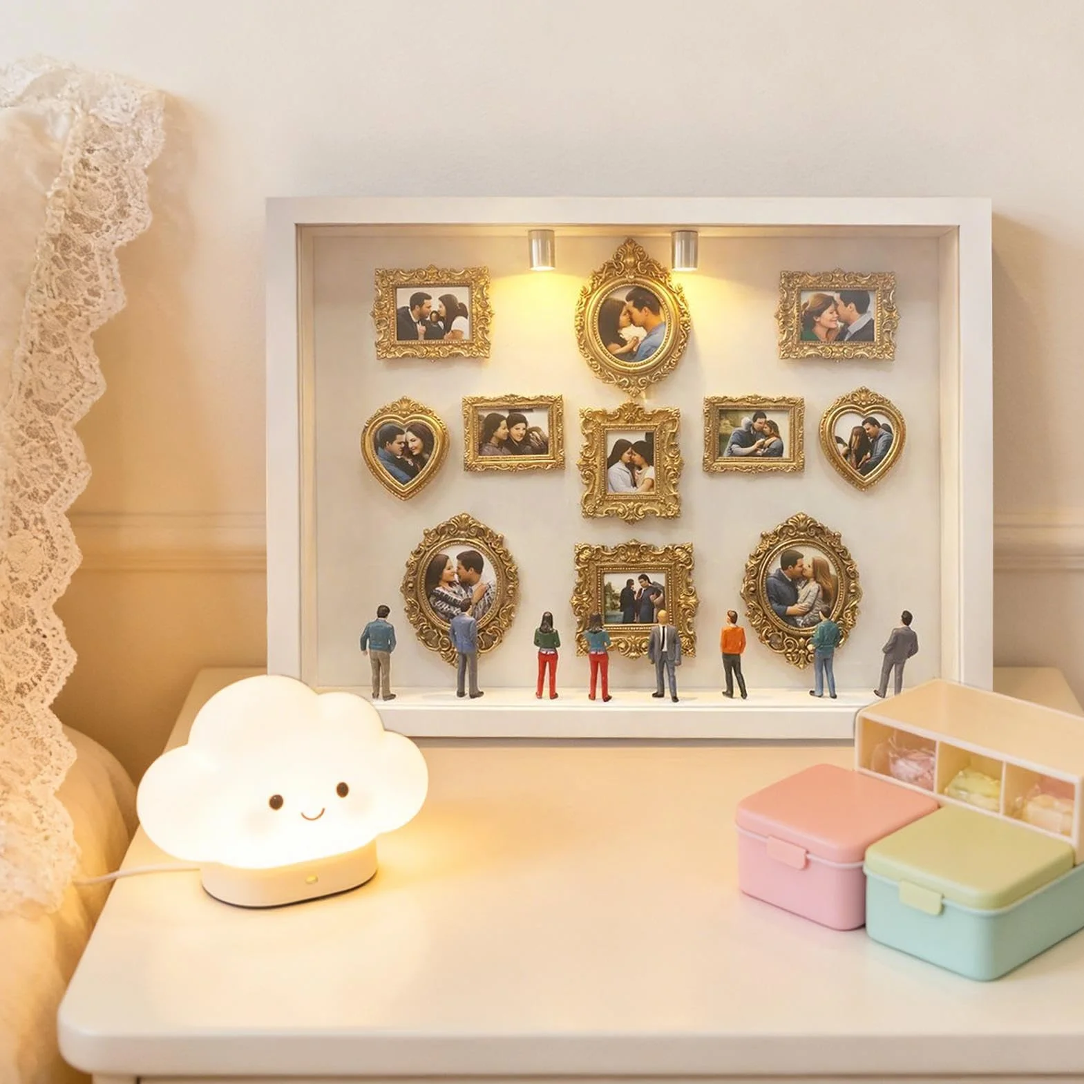 Mini muzeum ramka na zdjęcia – ręcznie wykonana dekoracja stołu – ramka na zdjęcia w kształcie sylwetki, do domu, biura, salonu, sypialni, gabinetu, pokoju dziecięcego, toaletki, biurka