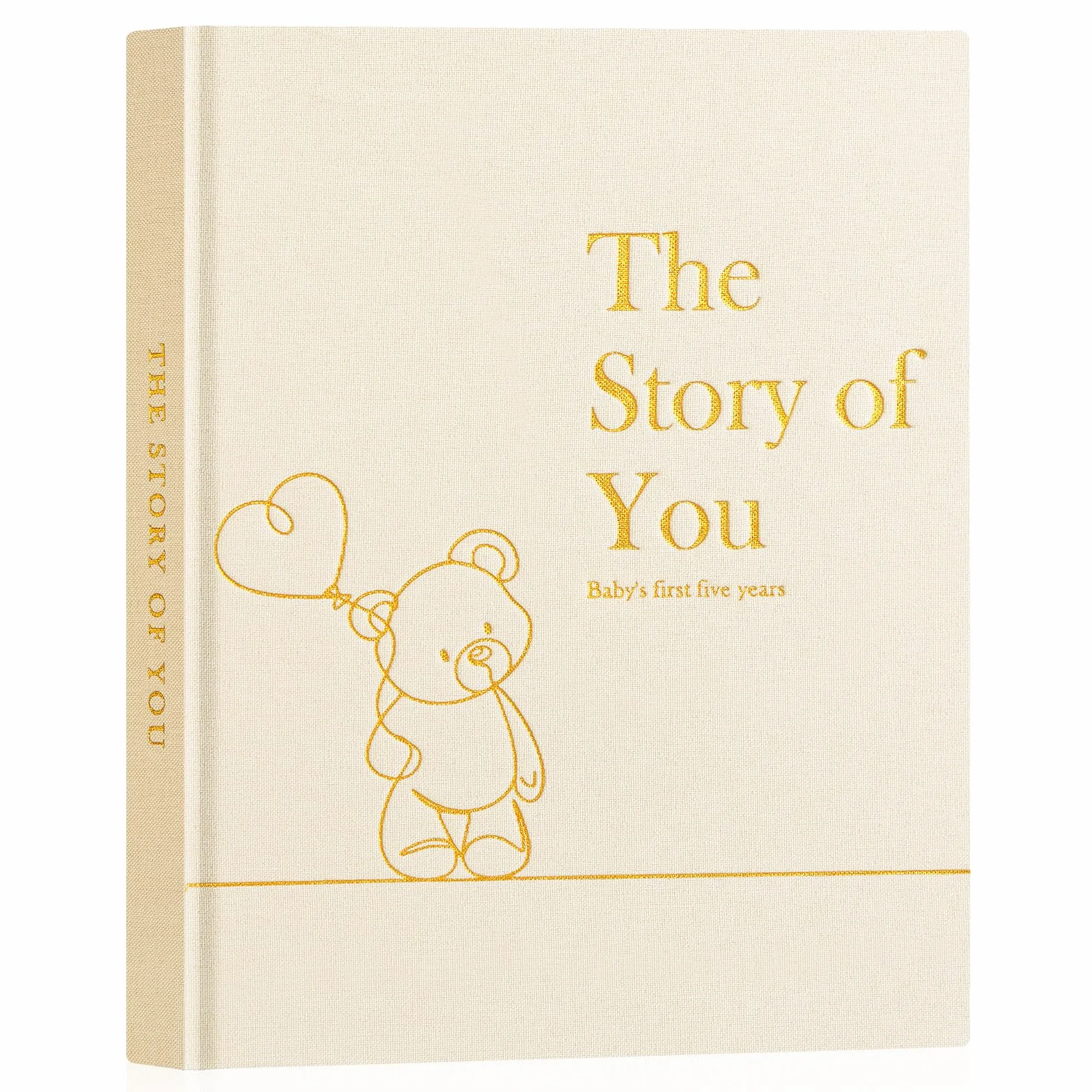 Lanpn Album ze zdjęciami dla dziecka Pierwszy 5 Rok, The Story of Your Baby Memory Book, Pamiętnik Baby Book, Dziennik dla noworodków Prezent (beżowy, angielski, 154 strony)
