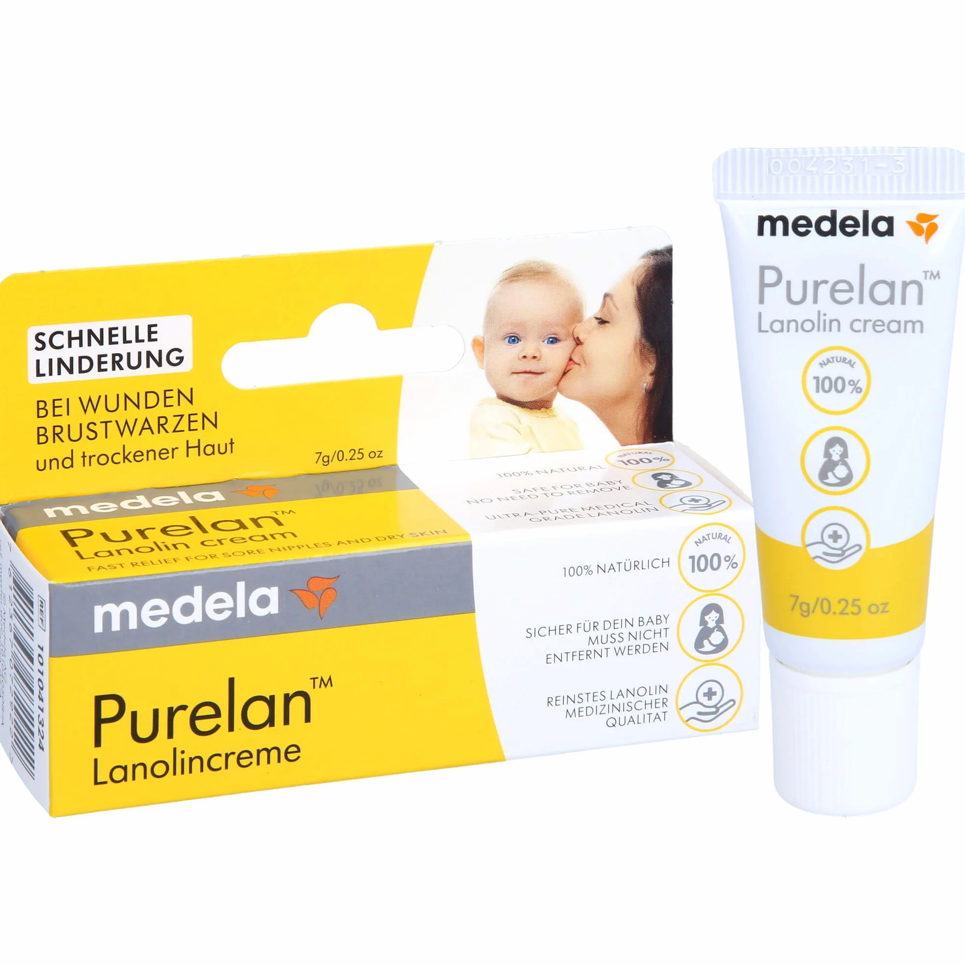 Medela Purelan Brustwarzensalbe aus 100% Lanolin, 7 G Maść