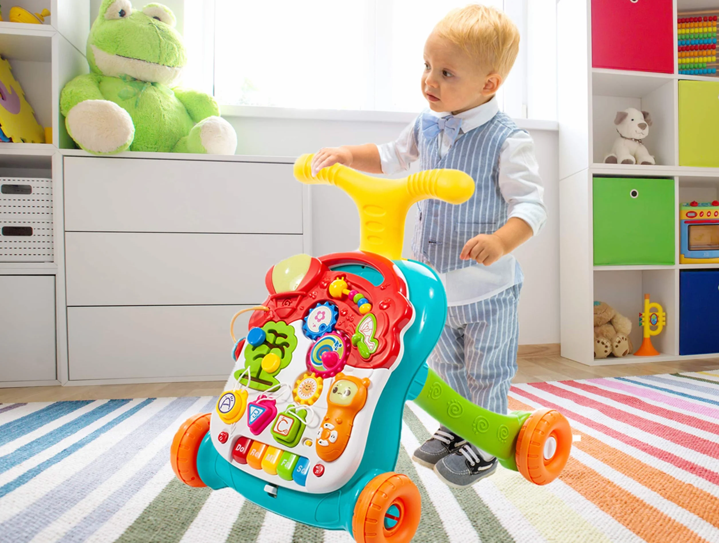 MalPlay 5901924216421 Chodzik Pchacz 5W1 Kolorowy ,Wielokolorowy