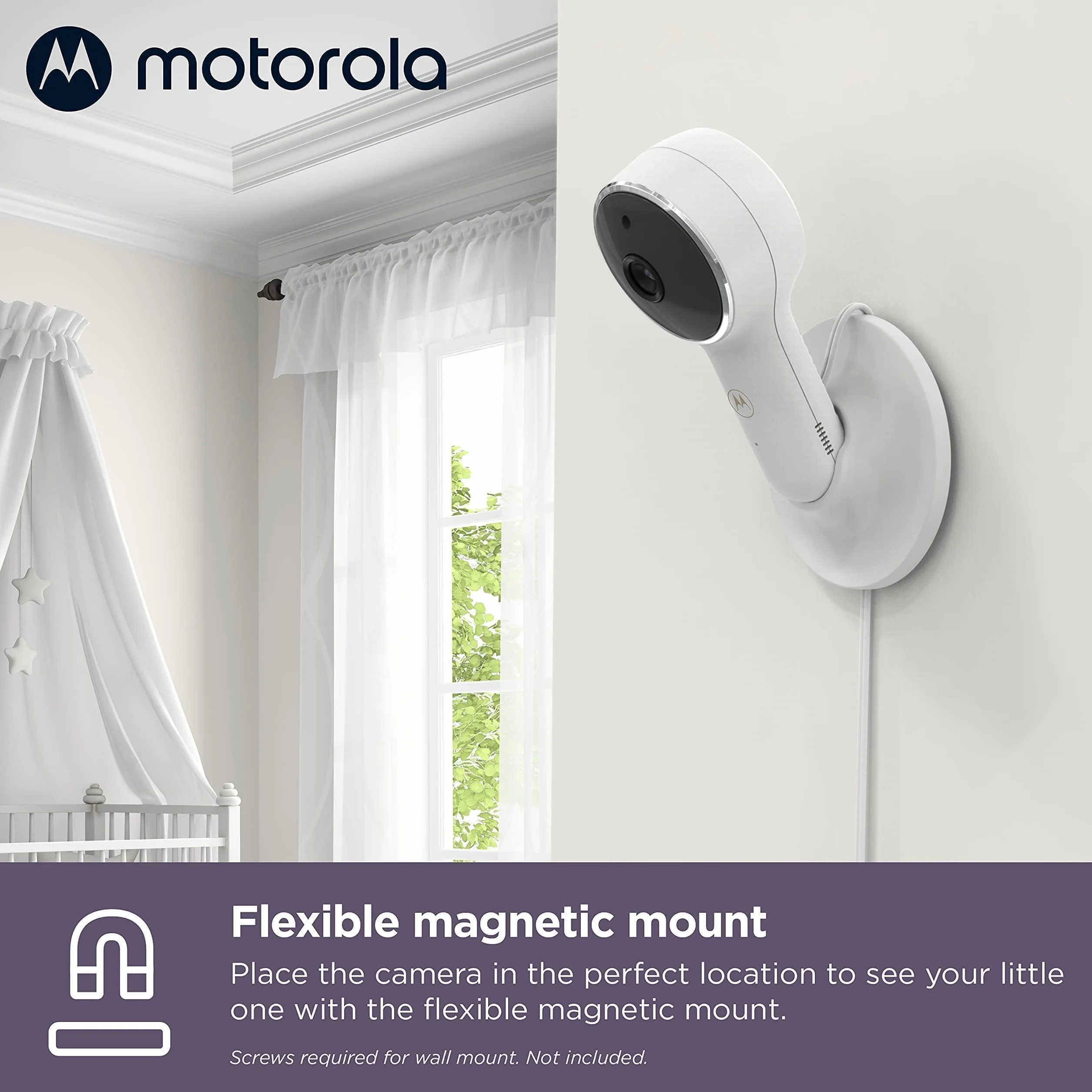 Motorola VM64 Elektroniczna niania 4,3" WiFi Video Monitor z kamerą, aplikacją, uchwytem magnetycznym, 2-drożne audio