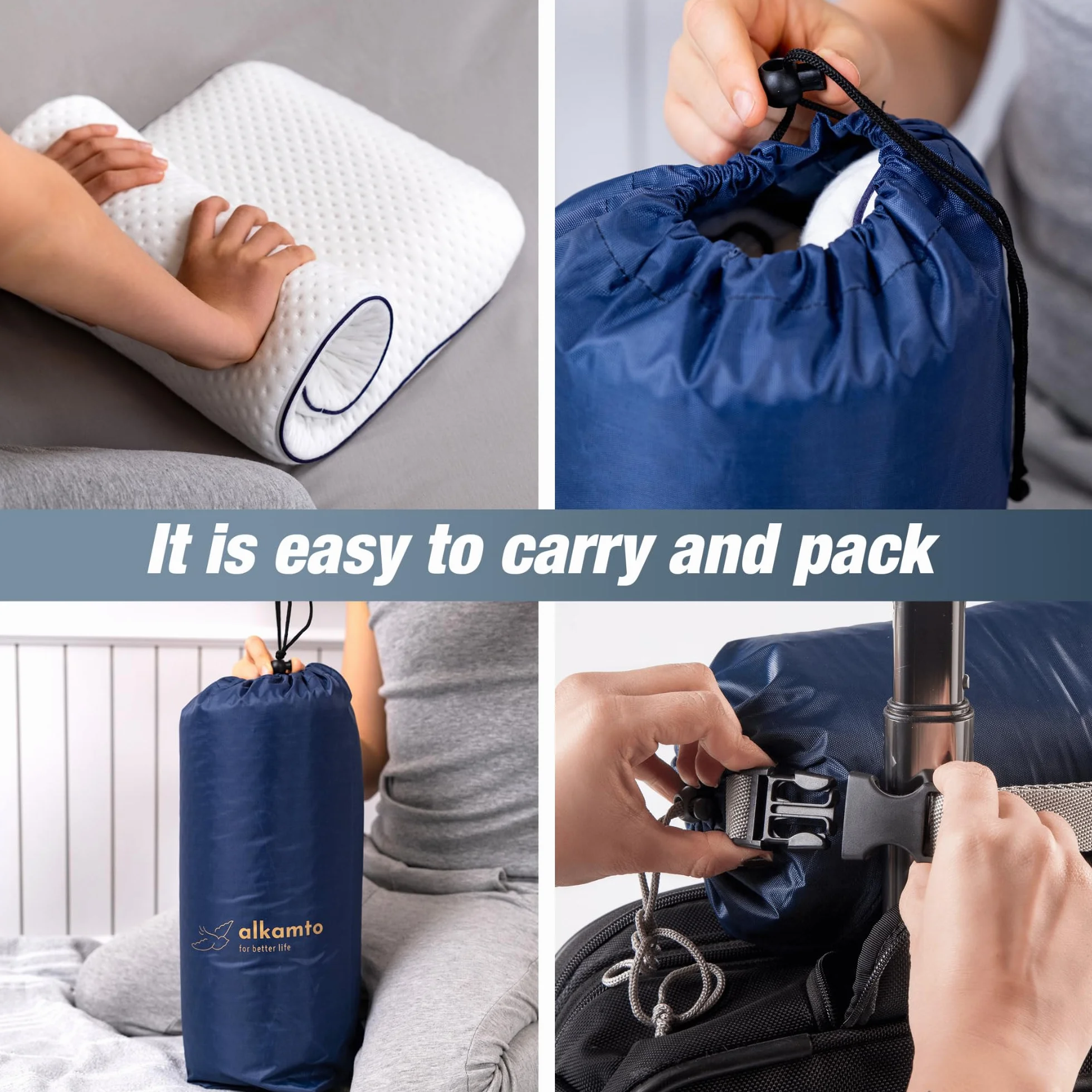 alkamto® Ergonomiczna poduszka dla dzieci, 66 x 33 cm, Öko-Tex, płaska poduszka dla dzieci i małych dzieci od 2 lat (60 x 33 x 6 cm) (60 x 33 x 6 cm)