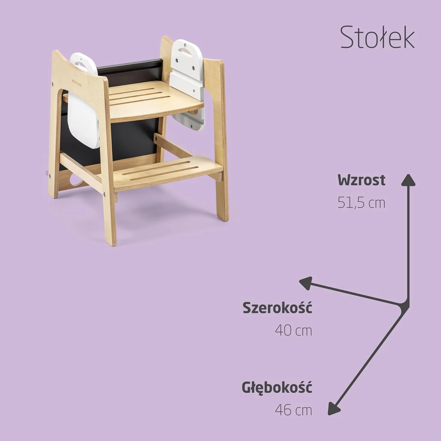Maxi-Cosi Toucan 3 w 1 Wieża Edukacyjna dla Niemowląt, Montessori Pomocnik Kuchenny Drewniany, 1,5–99+lat, 10–150kg, 3 Ustawienia Wysokości, Stolik+Krzesełkiem, FSC® 100% Certyfikowanego, Natural Wood