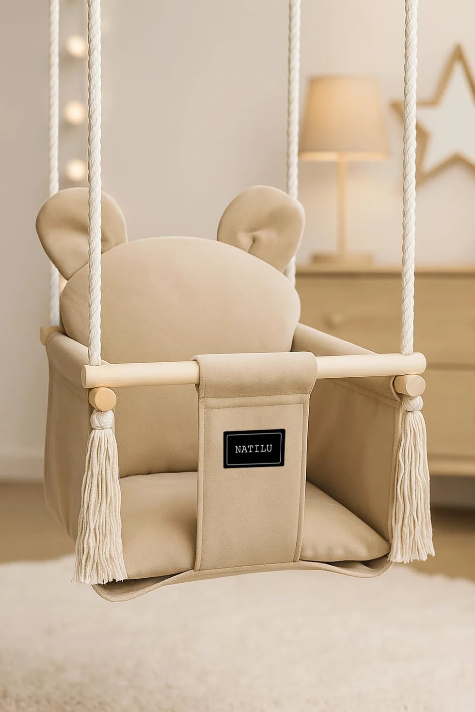 Huśtawka dla dzieci Bear Light Beige do domu i ogrodu