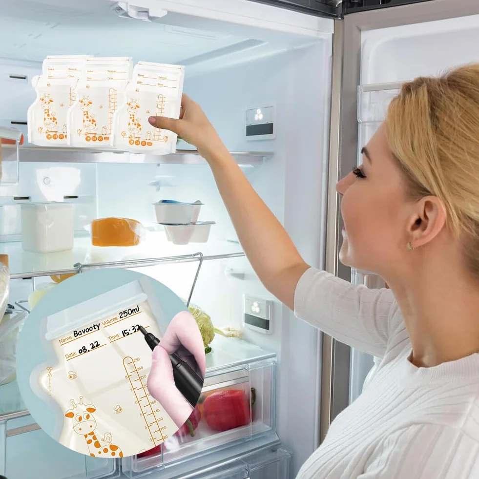 Torby na mleko matki,Torby Mleko Matki Zamrażać,Worek Mleko Matki,Torby Zamrażać Mleko Matki,Torby do przechowywania mleka matki,Wstępnie sterylizowana torba do przechowywania,250 Ml,100PCS