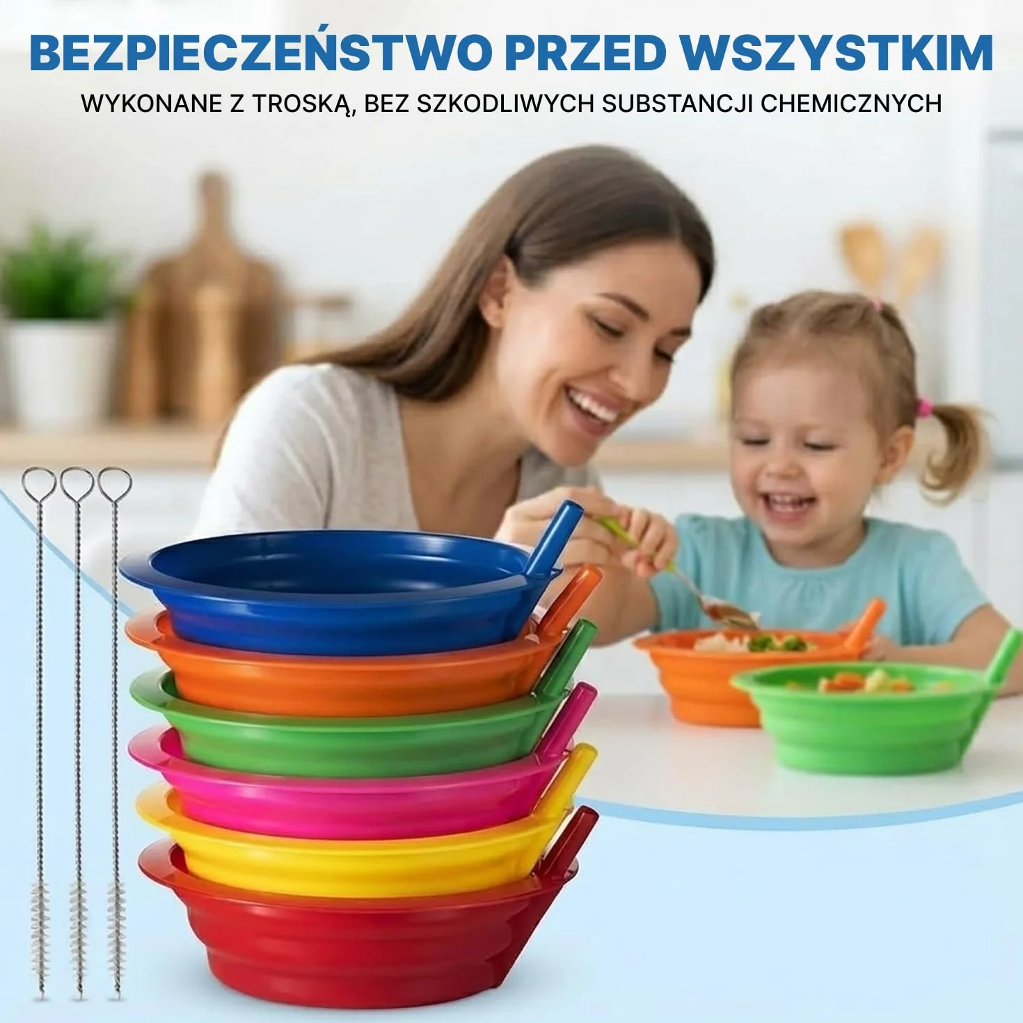 Plastikowe miski na płatki ze słomkami dla dzieci 170-590 ml bez BPA