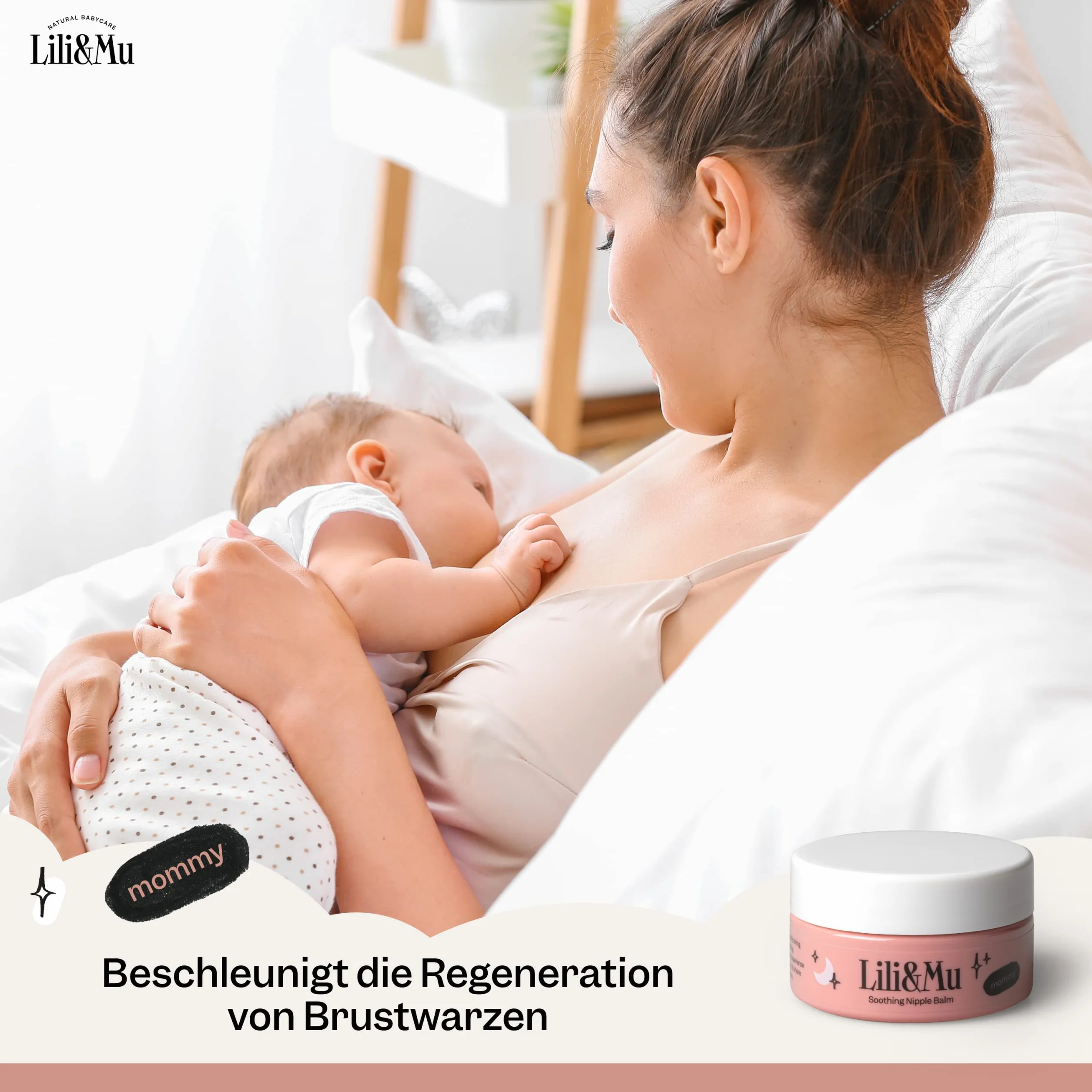 Lili&Mu Maść 100% Naturalna bez Lanoliny 25 ml | Maść na sutki Szybko łagodzi ból sutków | Krem na sutki Testowany dermatologicznie