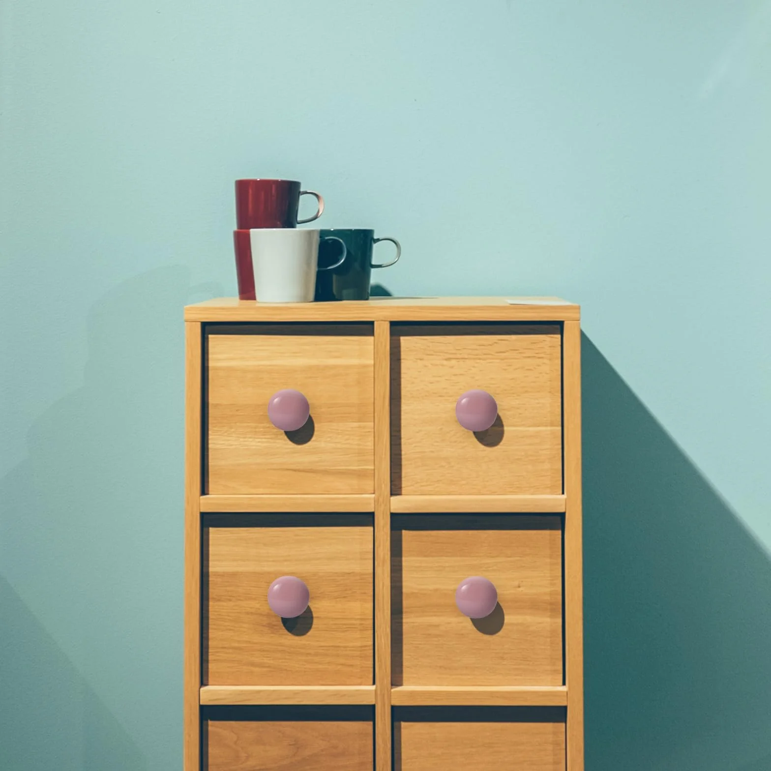 NAKUPENDA 6 sztuk gałek meblowych, okrągłe, ceramiczne gałki do szuflad, ceramiczne, okrągłe uchwyty do pokoju dziecięcego, kuchni, szafy, regału na książki (jasnoróżowe)