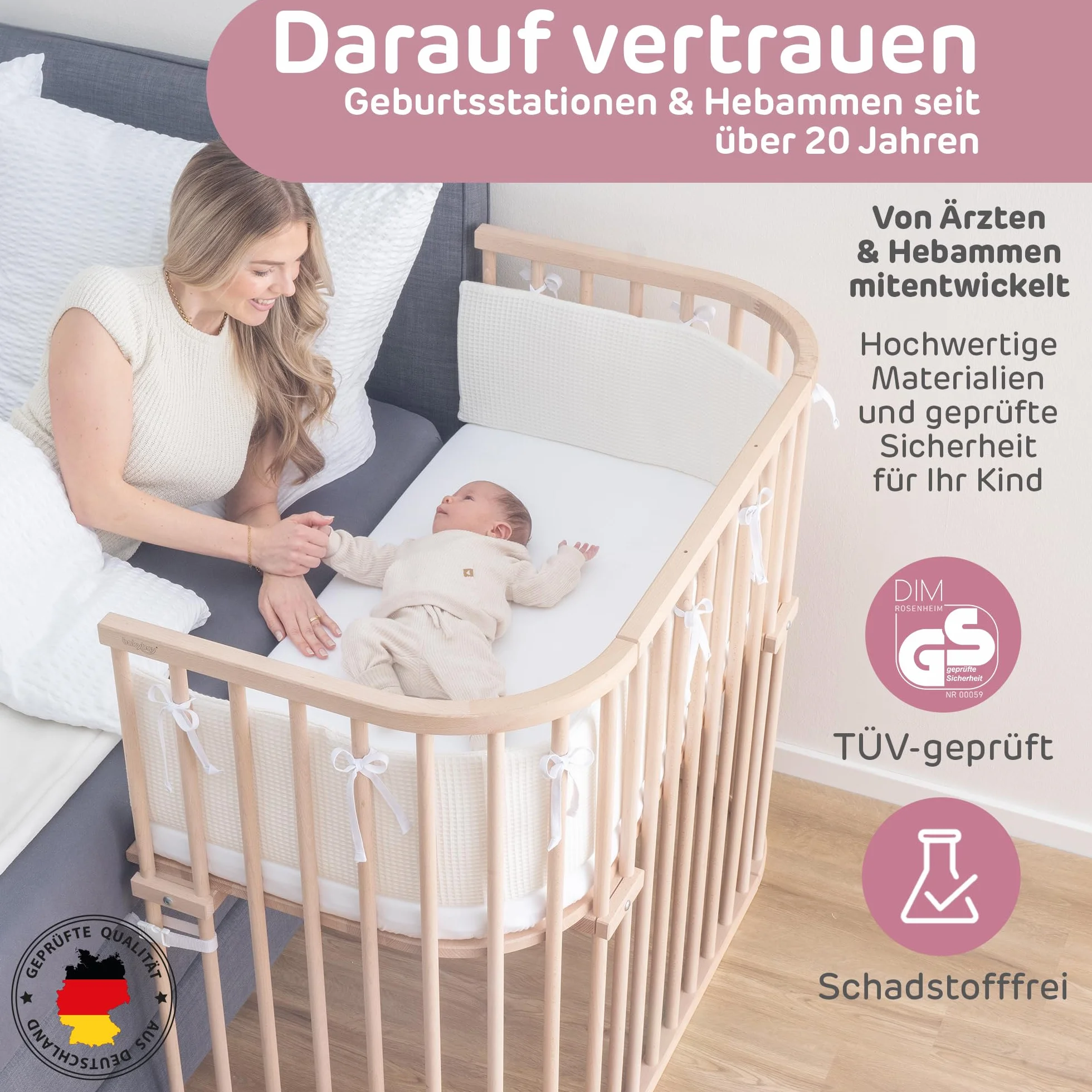 babybay Boxspring XXL łóżko dostawiane, naturalne, nieobrabiane
