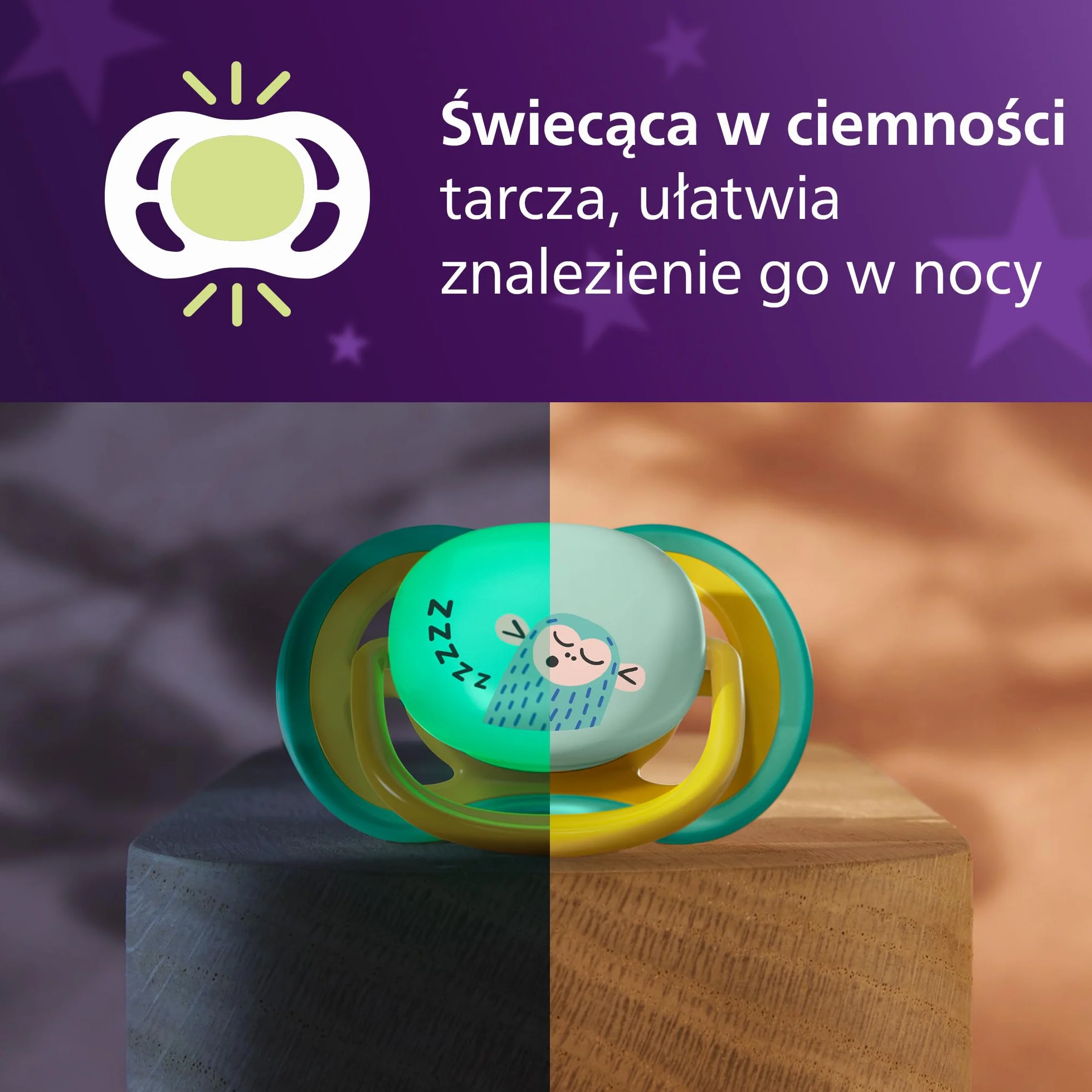 Philips Avent Ultra Air Smoczek Day & Night ortodontyczny dla dzieci 18 miesięcy świecący w ciemności silikonowy SCF349/56