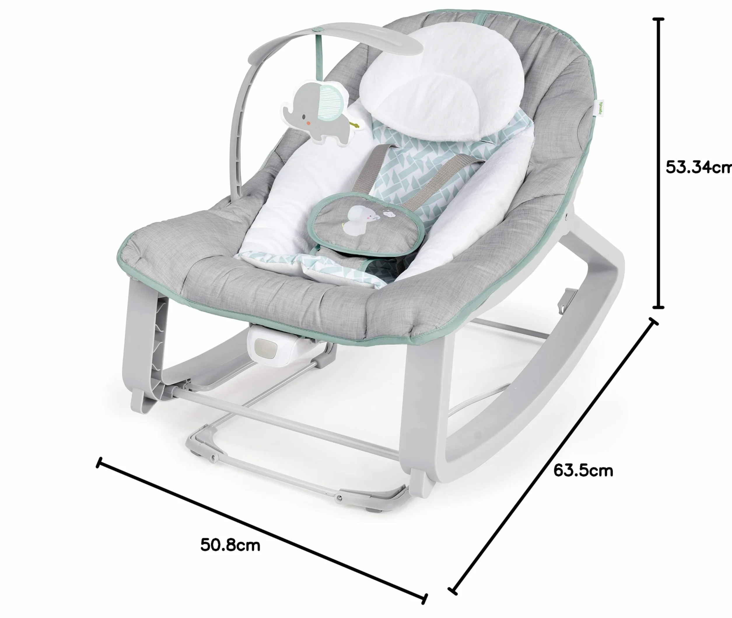 Ingenuity 12428, Leżak 3w1 Keep Cozy - Weaver, kojące wibracje, 2 pozycje nachylenia, do 18 kg, 65.5 x 51.3 x 53.3, Szare