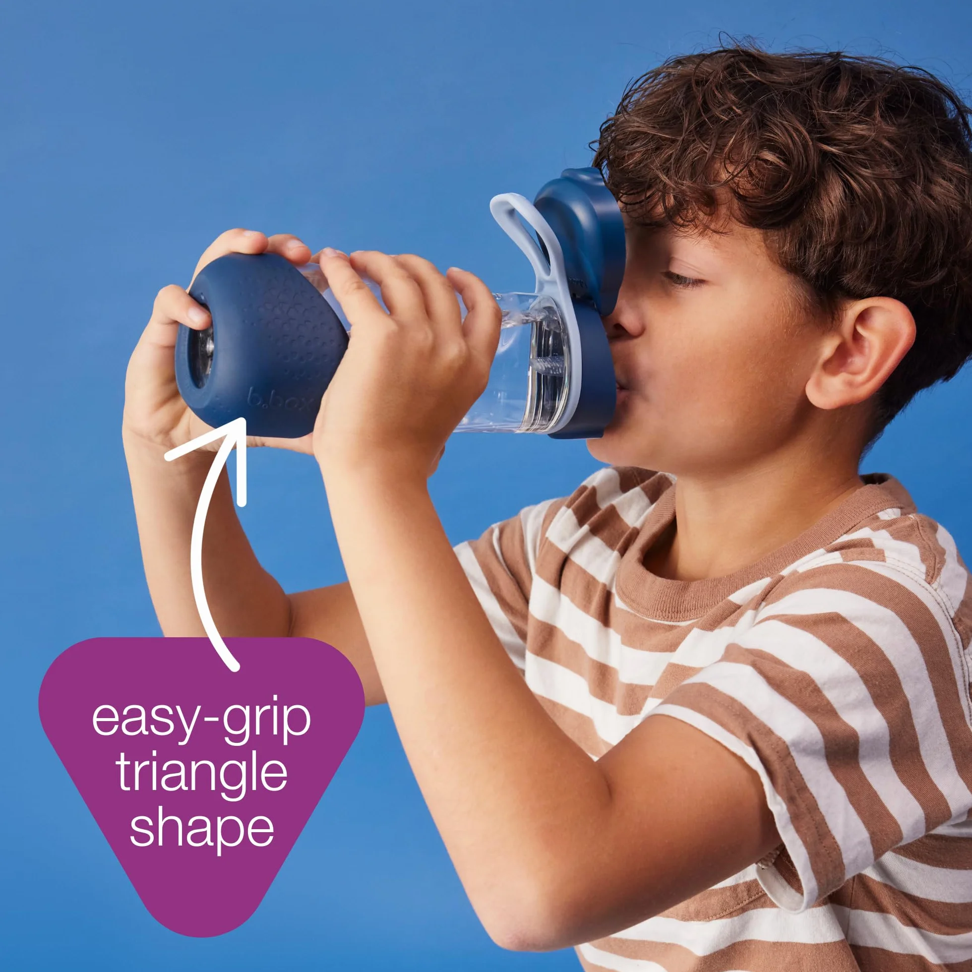 b.box Sportowa butelka na wodę, 600 ml, bez BPA, szczelna, trytanowa, silikon i wysokiej jakości materiały z tworzywa sztucznego dla niemowląt i małych dzieci (róża indygo)