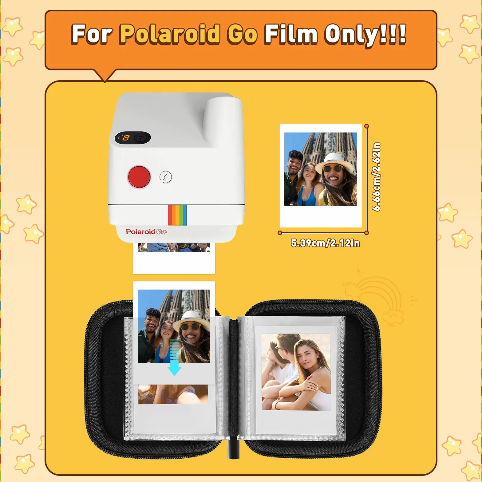 Yinke Kieszonkowy album fotograficzny z 40 kieszeniami na aparat Polaroid Go Instant Camera, przenośny album podróżny (czarny)