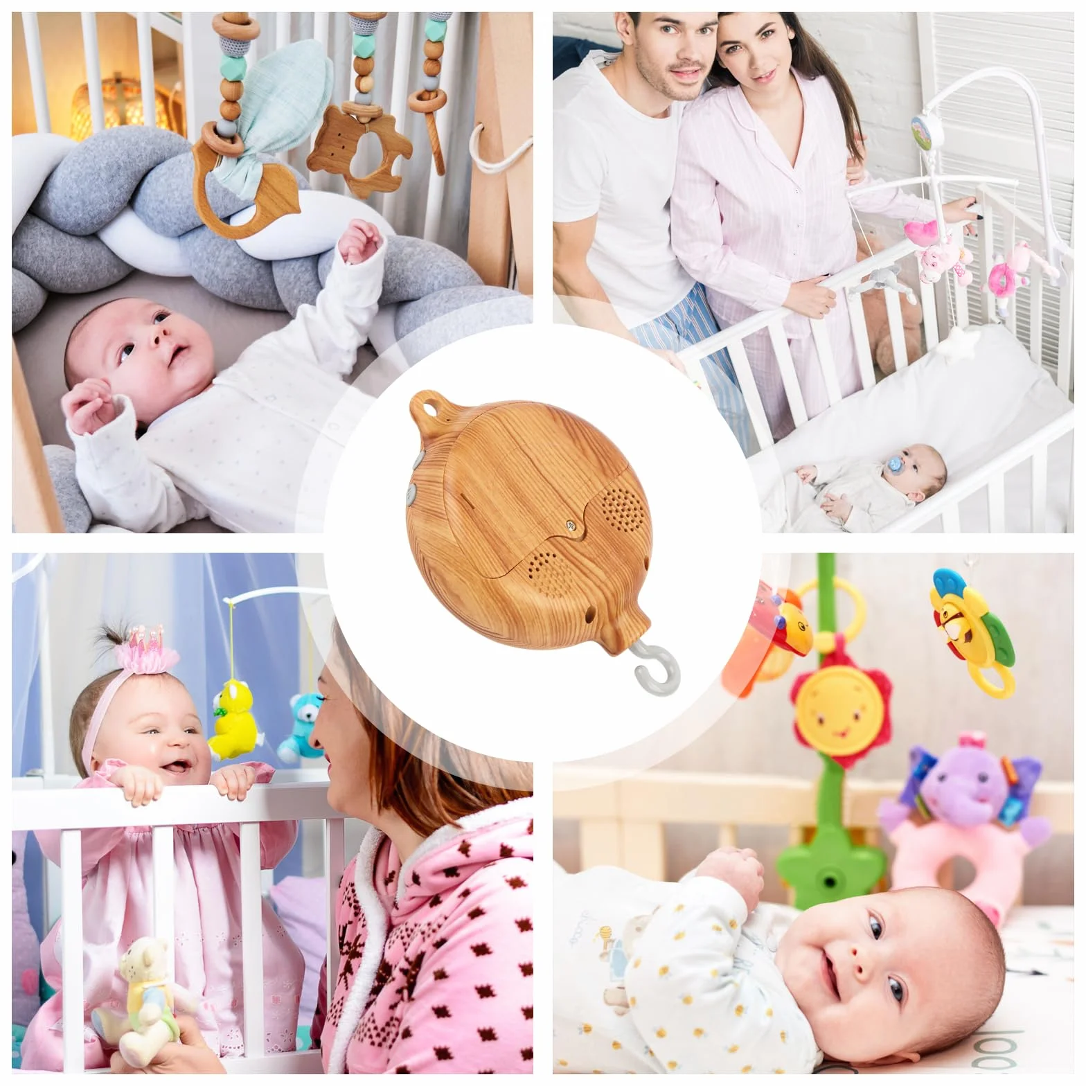 Baby Mobile pozytywka, Baby Crib Mobile Musical Box, pozytywka z obrotowym hakiem – szopka mobilna z silnikiem na baterie, 35 strojów do szopki, zabawka, akcesoria