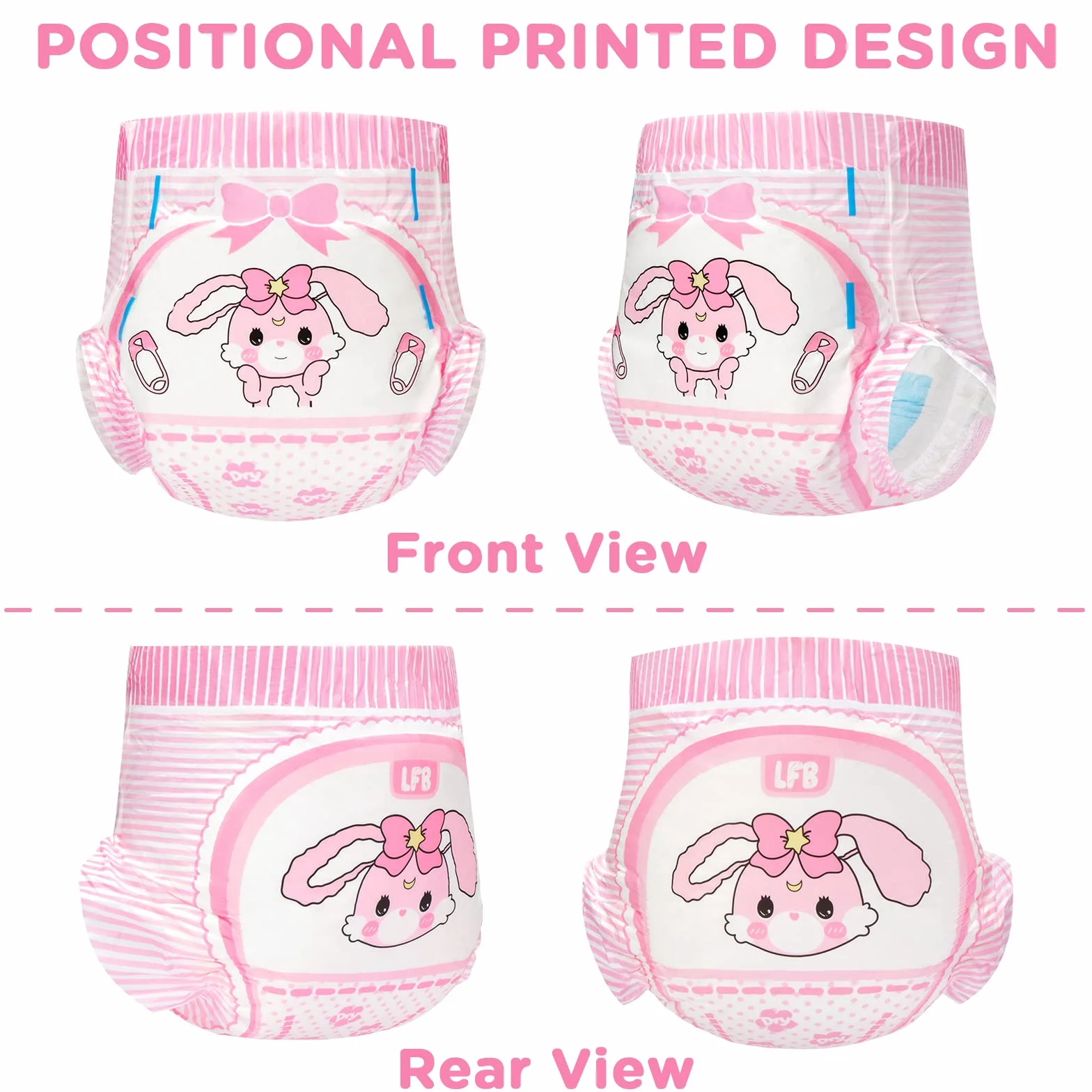 LittleForBig Pielucha Drukowana Dla Dorosłych 10 Sztuk - Baby Usagi (X-Large 121-142 CM）