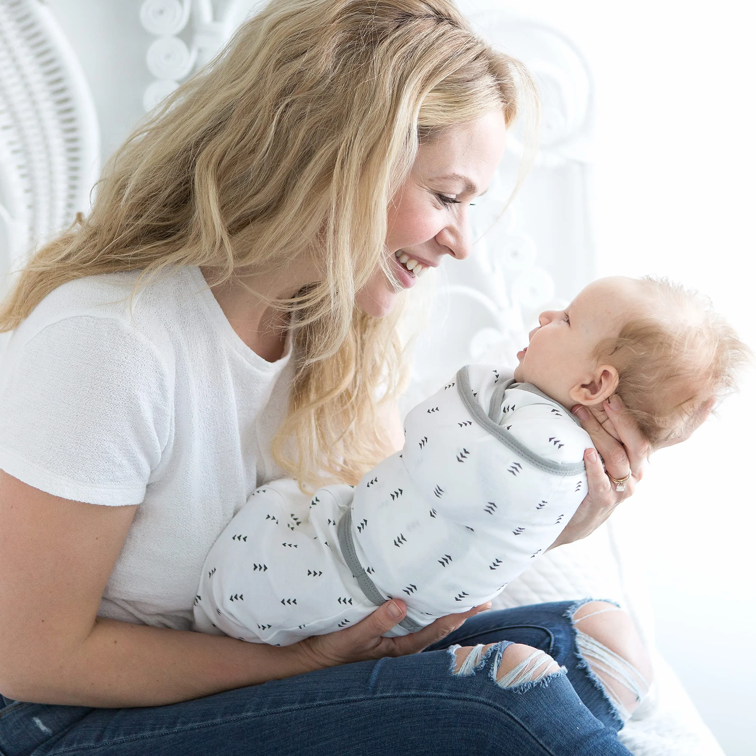 SwaddleDesigns Omni worek do przewijania, rękawy do połowy długości i mankiety z rękawiczkami, łatwe przejście, wrzosowy róż brzoskwiniowy, 0-3 miesiące