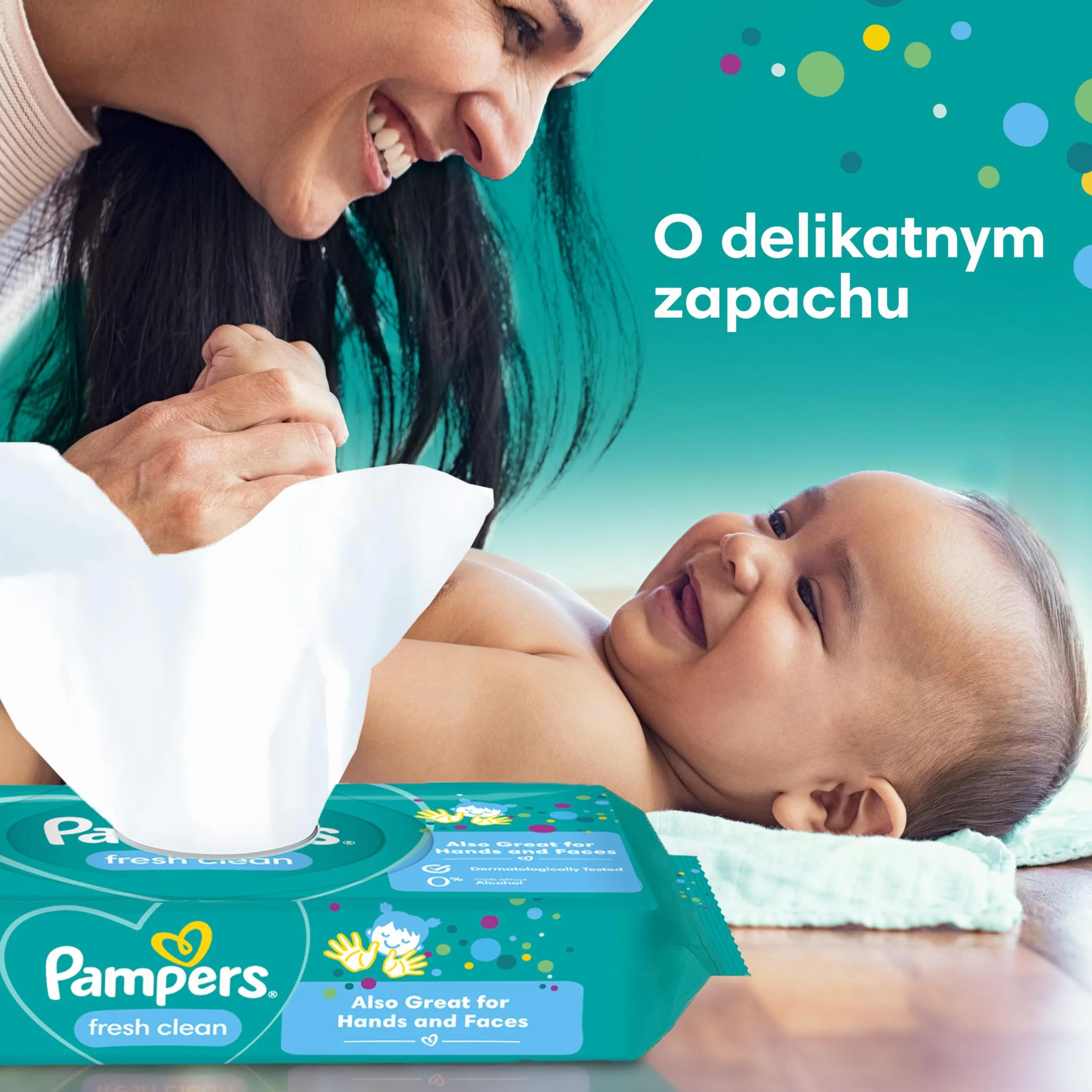 Pampers Fresh Clean Chusteczki nawilżane, 6 opakowań = 480 szt, neutralny zapach, świetnie nadają się również do rączek i buzi