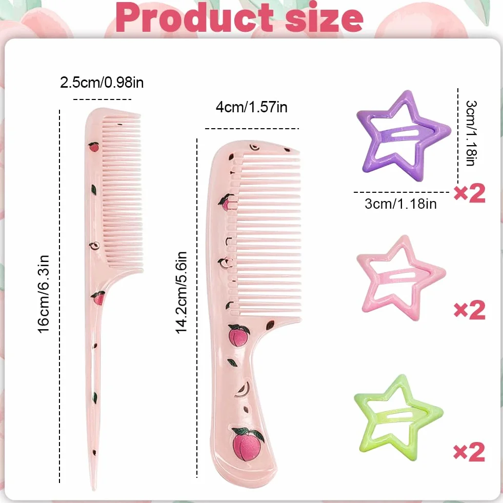 Grzebień Dziecięcy dla Dziewczynek - 2 Urocze Kręcone Włosy z 6 Spinkami do Włosów, Mini Grzebień z Tworzywa Sztucznego dla Małych Dzieci (Wędkarstwo)
