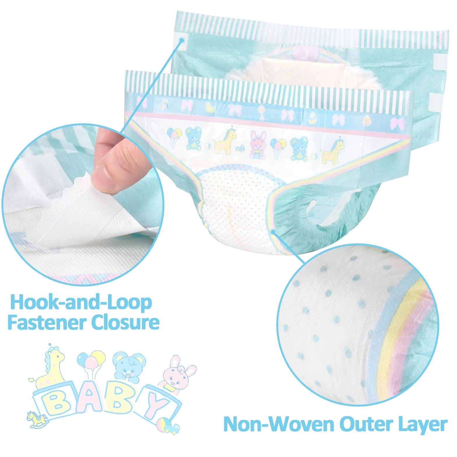 LittleForBig Regulowane zapięcie na rzepy pieluchy dla dorosłych 2 sztuki Baby Parade duże 91-121 cm NIEBIESKI