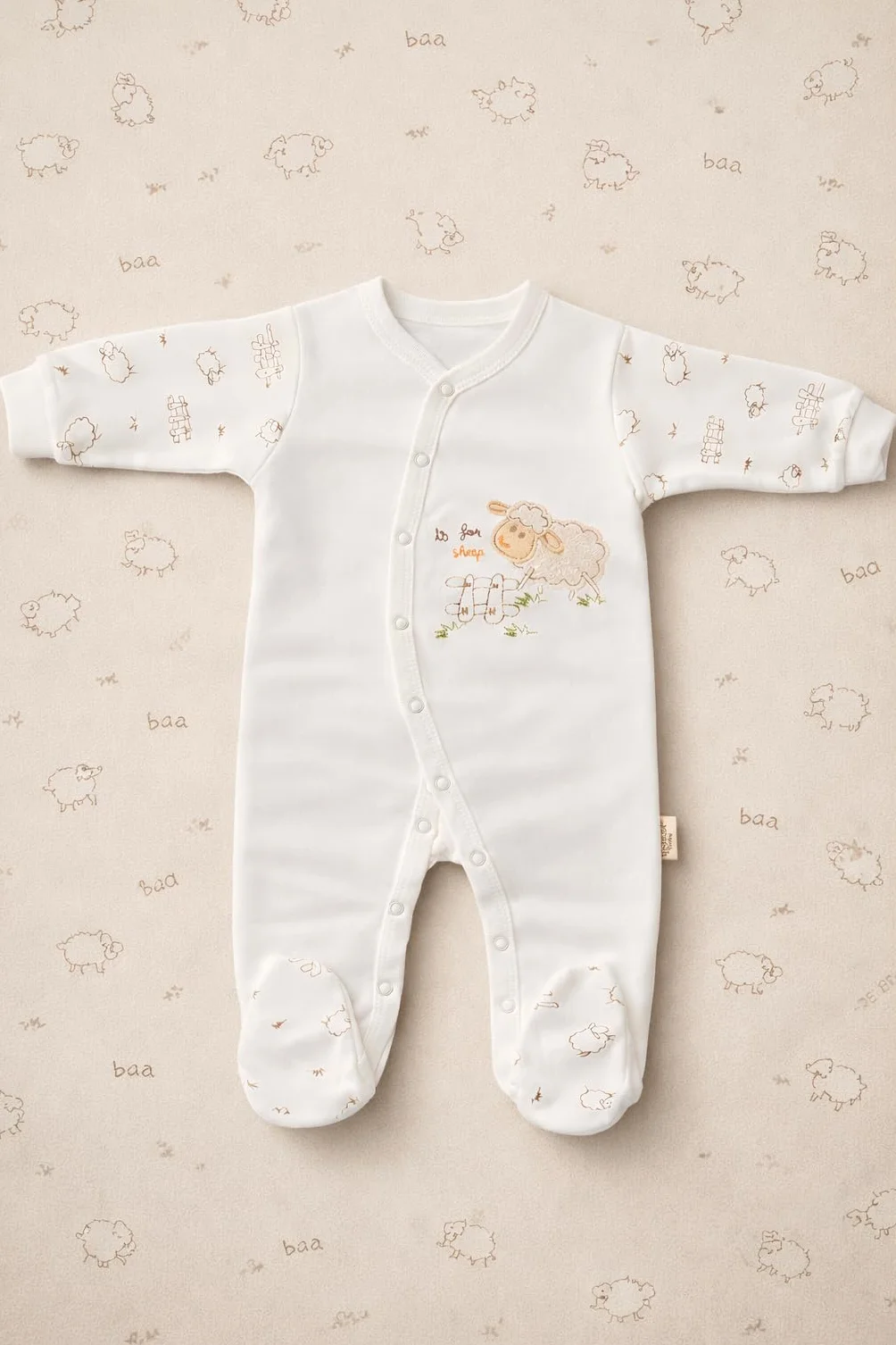 Zestaw prezentowy dla noworodków 6-częściowy 100% bawełna naturalna Oeko-Tex miękki unisex niemowlęta 0–4 miesiące Jagnięce