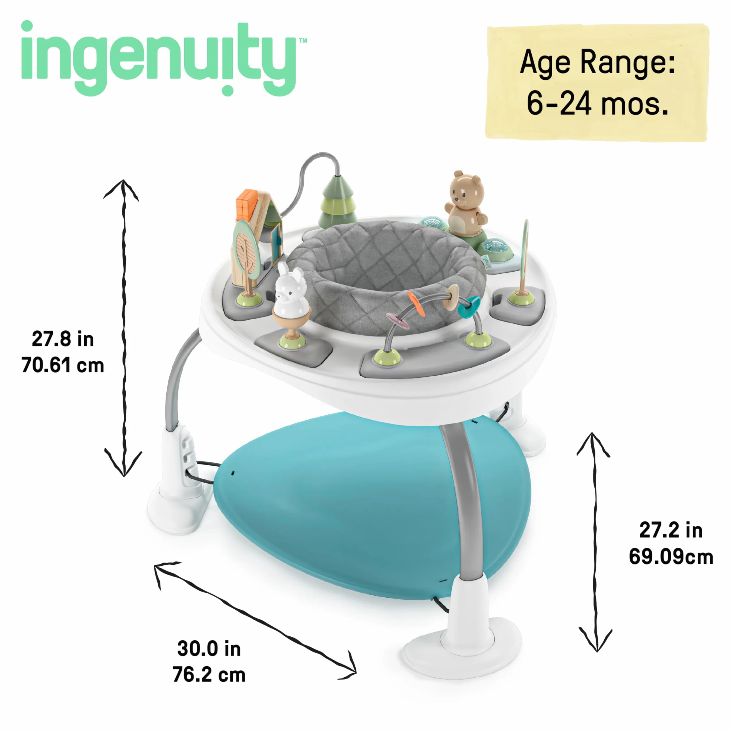 Ingenuity Spring & Sprout centrum aktywności 2 w 1 First Forest stół do gier z poduszką do skoków światła dźwięki 11 aktywności od 6 miesięcy