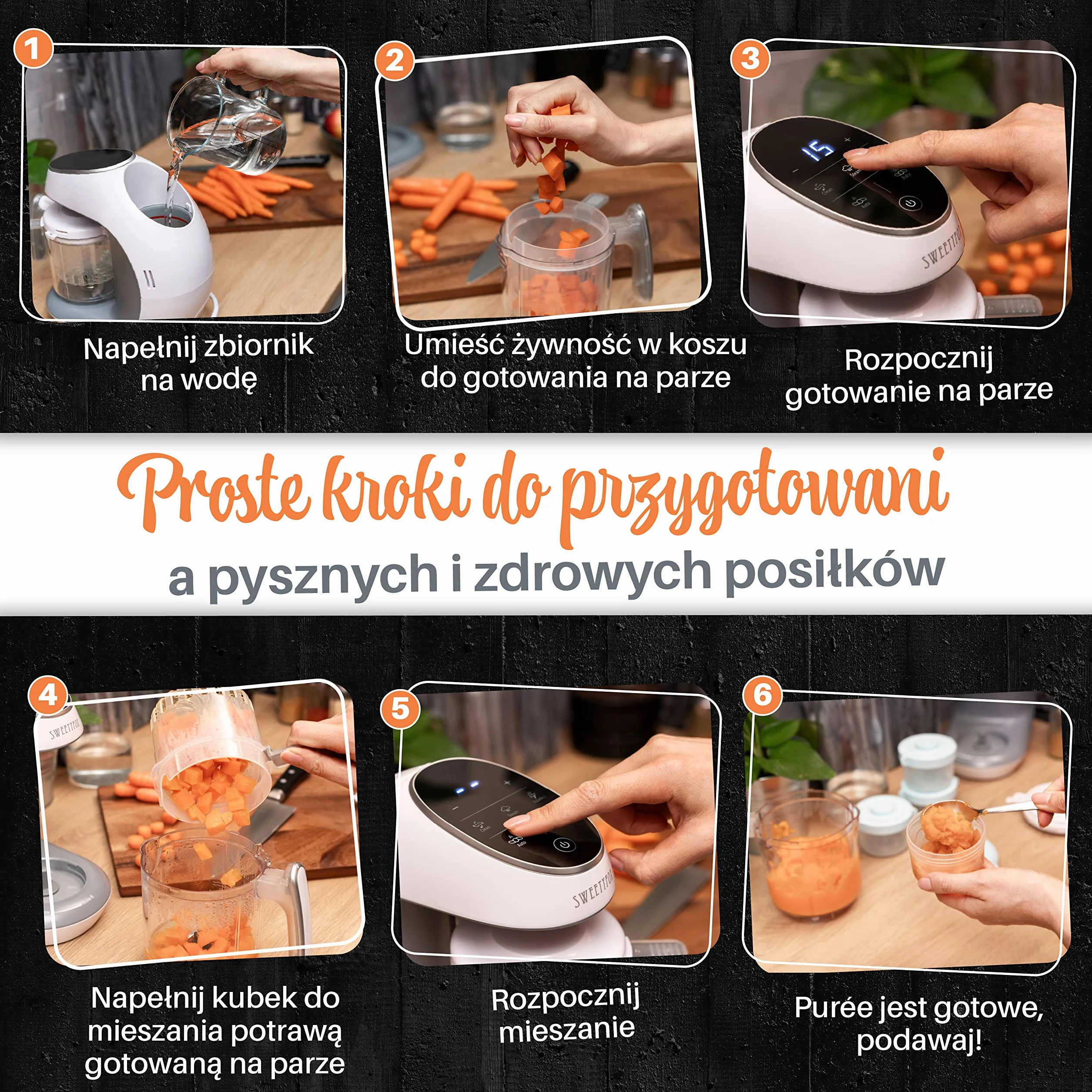 Sweety Fox Wielofunkcyjny robot do posiłków dla niemowląt 7 w 1 parowar mikser sterylizator butelek podgrzewacz
