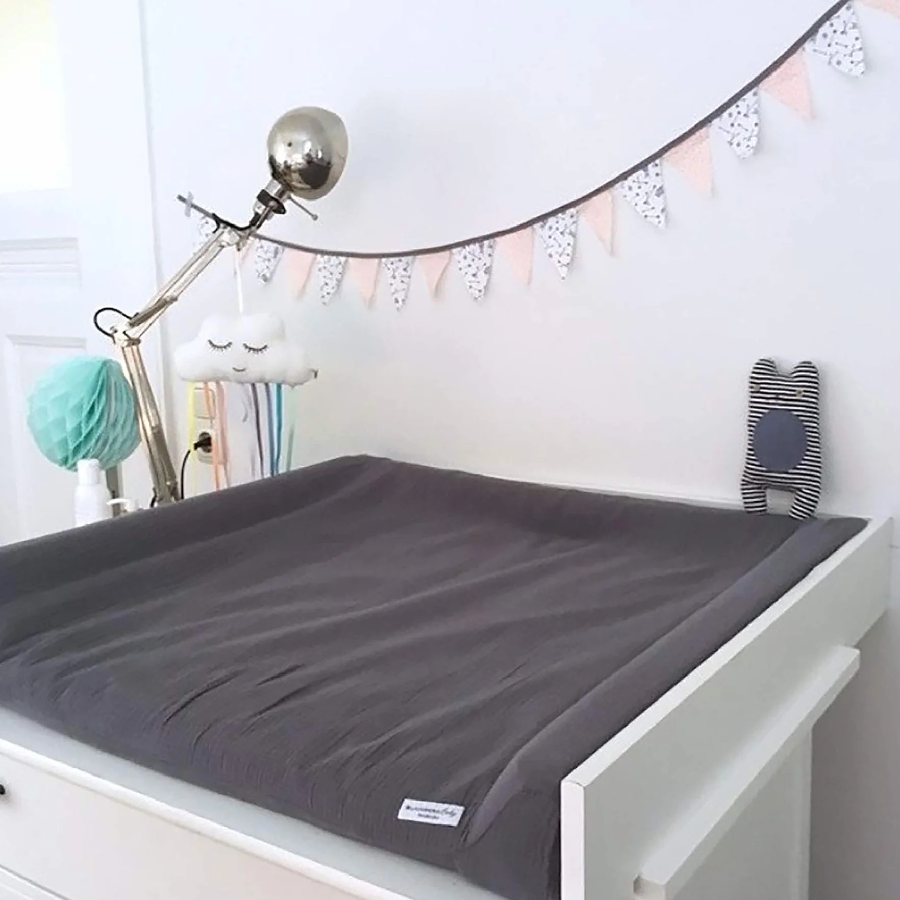 Blausberg kocyk dziecięcy kompatybilny z przewijakiem IKEA Vädra, 74 x 80 cm, w kolorze ciemnoszarym, 100% bawełna Musslin, certyfikat Oeko-Tex Standard 100