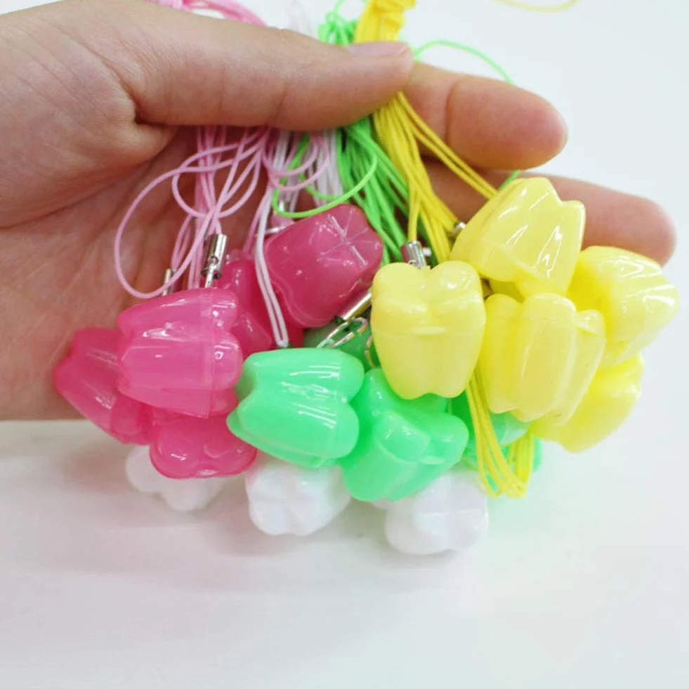 50 szt. plastikowy naszyjnik oszczędzający zęby, przenośny pojemnik na zęby, pudełko do oszczędzania zębów ze sznurkiem na imprezy szkolne dla dzieci, do gabinetów stomatologicznych