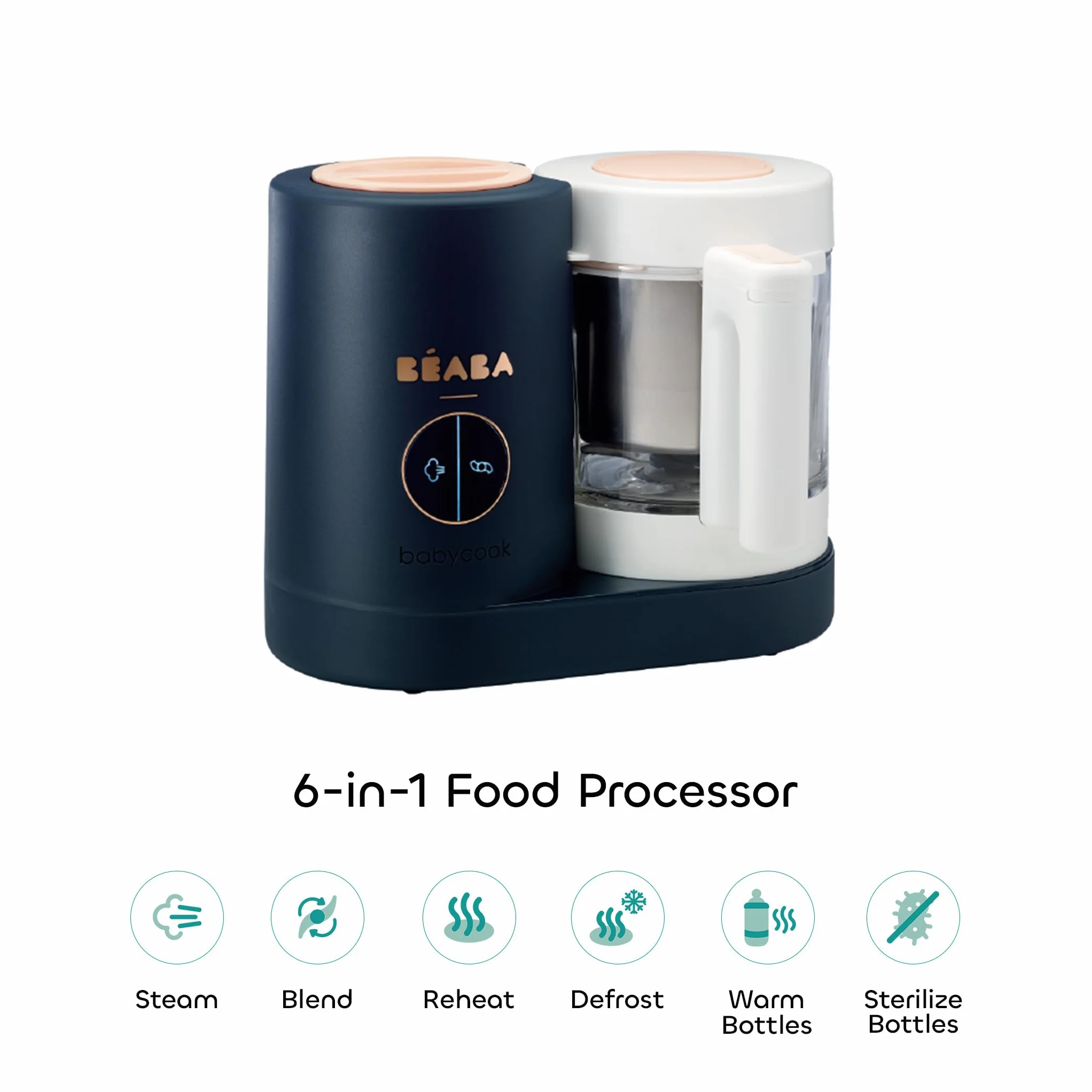 Béaba Babycook Neo Baby Food Maker 4 w 1 Szklana miska Stal nierdzewna