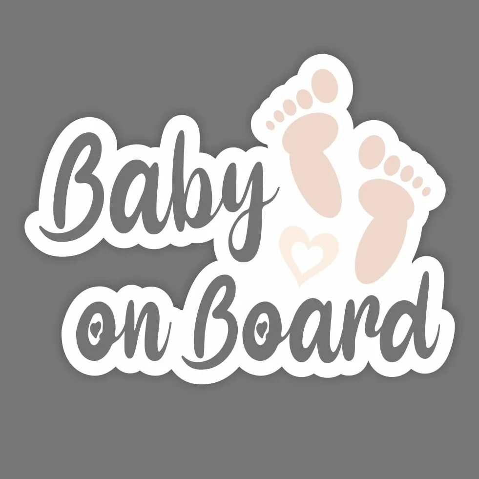 2 x naklejka na deskę z napisem "Baby on Board", 12 x 9 cm, na pokładzie samochodu, zabawna, słodka, 2 odciski stóp, tuning Decal