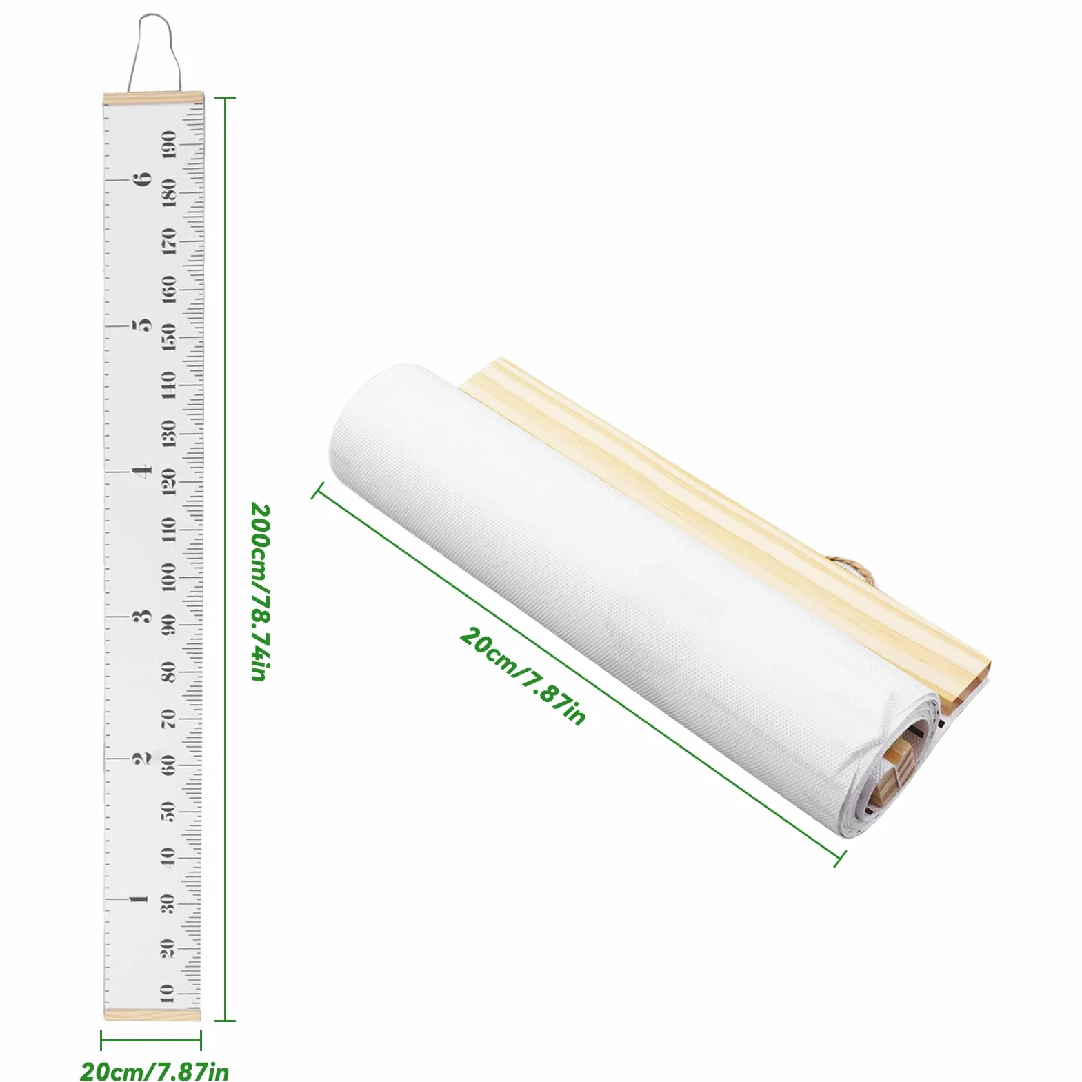Natudeco Wall Kids Growth Chart Canvas Height Chart Ruler Removable Canvas Wall Hanging Measurement Chart Measuring Height Chart for Salon Home