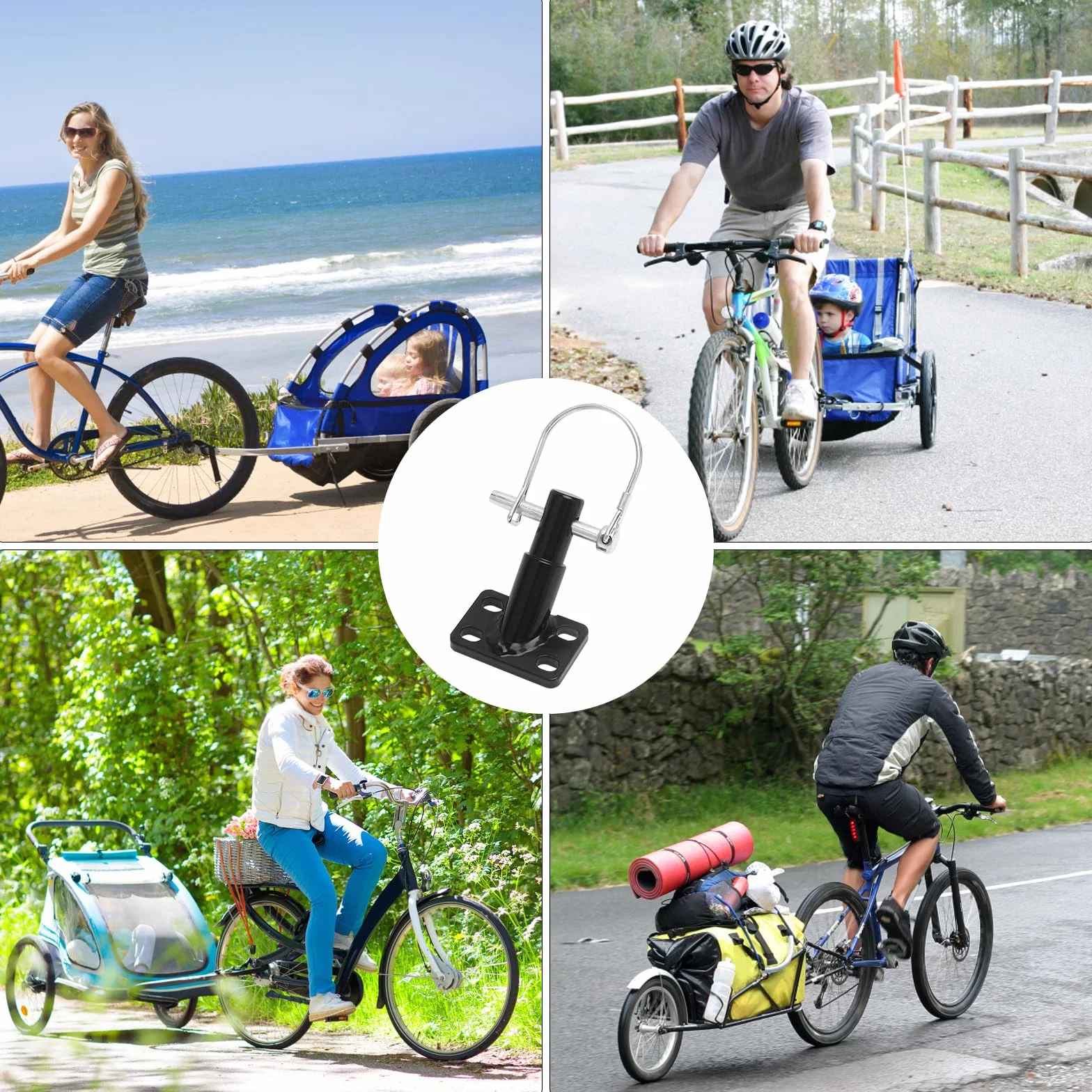 VOSSOT Przyczepka rowerowa do przyczepy rowerowej, sprzęgło do roweru z trzpieniem zabezpieczającym, przyczepka dla psów, przyczepka rowerowa dla psów, adapter do przyczepki rowerowej