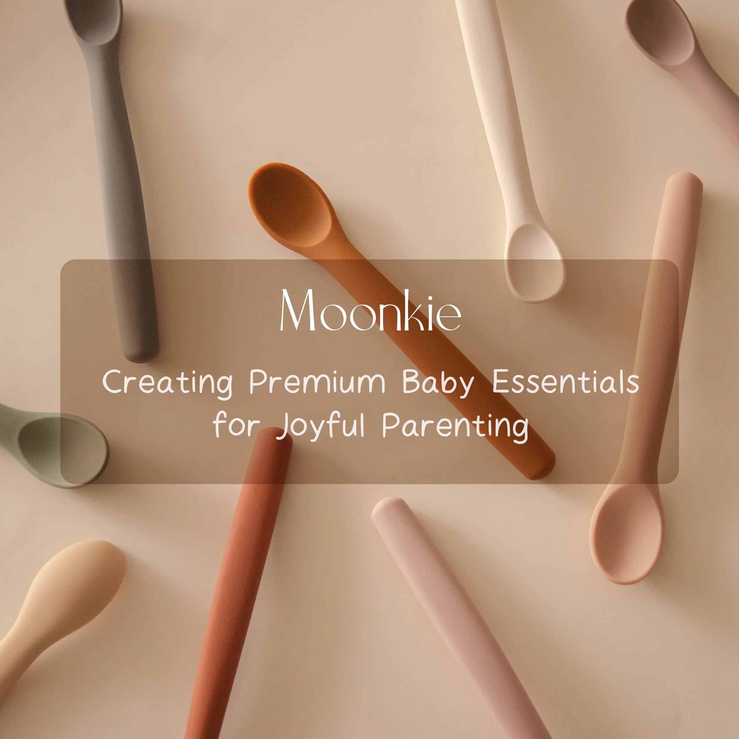 Moonkie Baby Spoon, Zestaw 4 Łyżka dla Niemowląt, Silikonowych Łyżeczek, Łyżka do Nauki, Łyżka Treningowa dla Niemowląt, Idealna do Samodzielnego Karmienia i Odstawiania od Piersi
