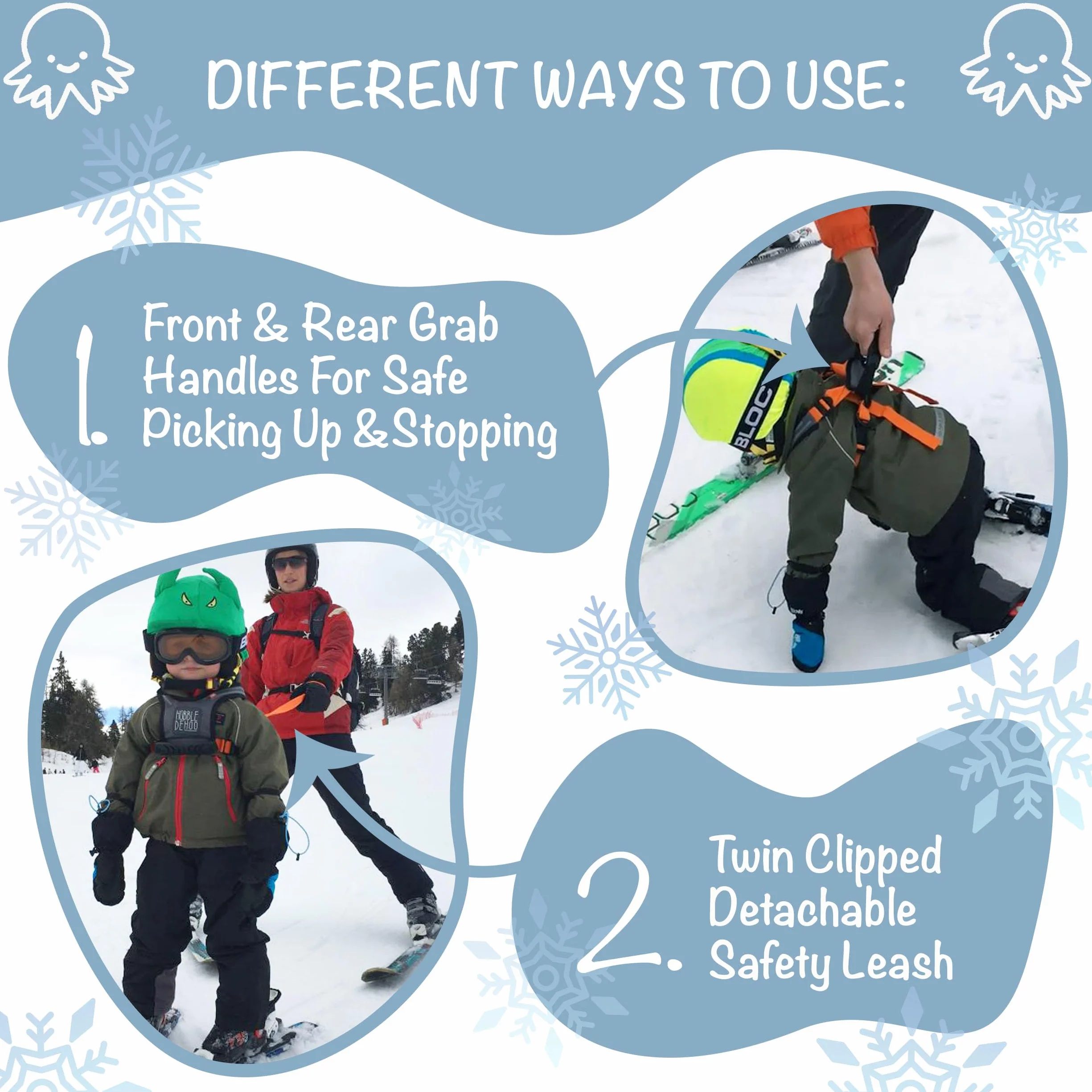 Hobbledehoo Active dziecięce szelki i smycz do jazdy na nartach i snowboardzie dla dzieci – wysokiej jakości szelki treningowe do nauczania i treningu Twojego dziecka.