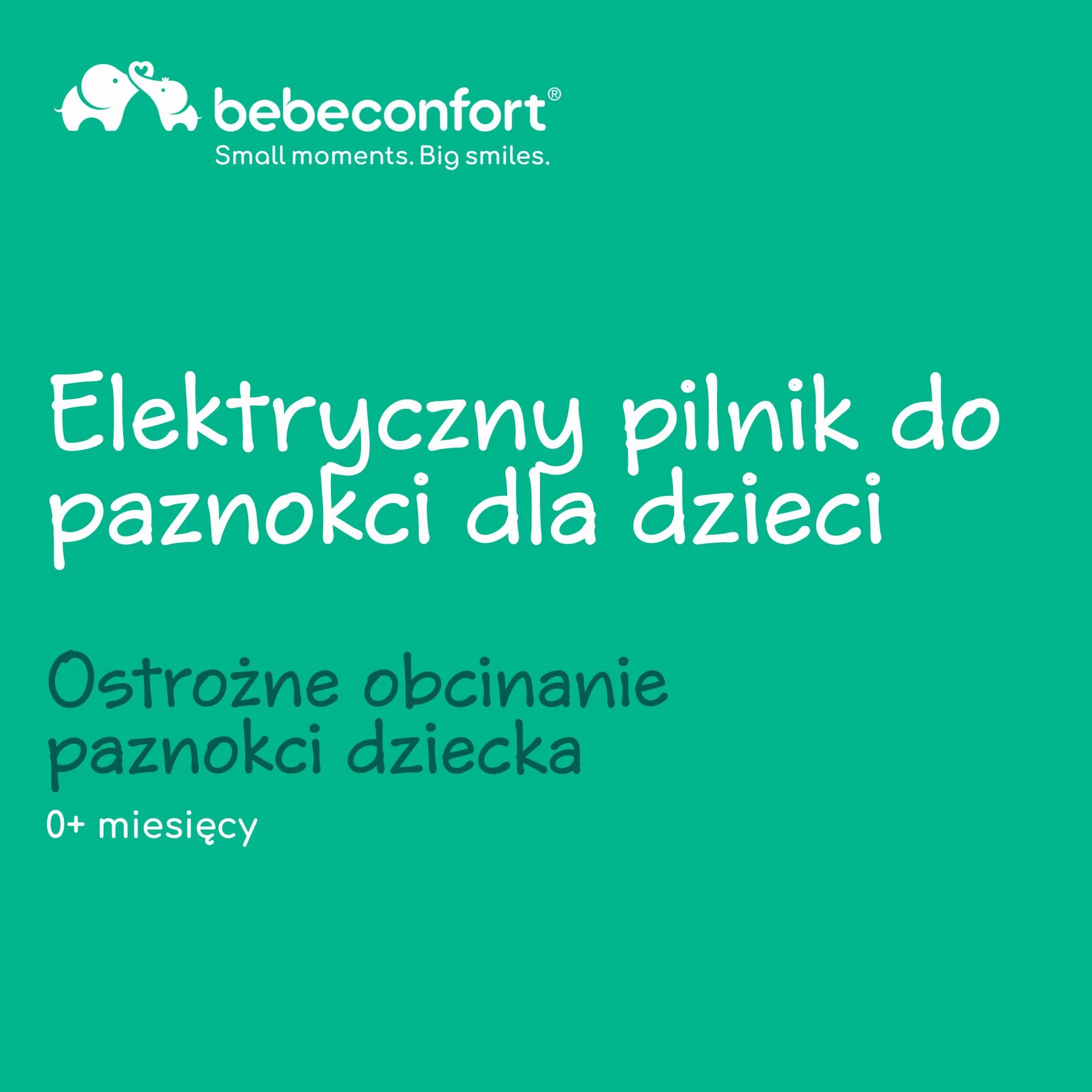 Bebeconfort Elektryczny Pilnik do Paznokci dla Dzieci, 7 Pilniki, USB-C, 3 Prędkości, LED, Zielony