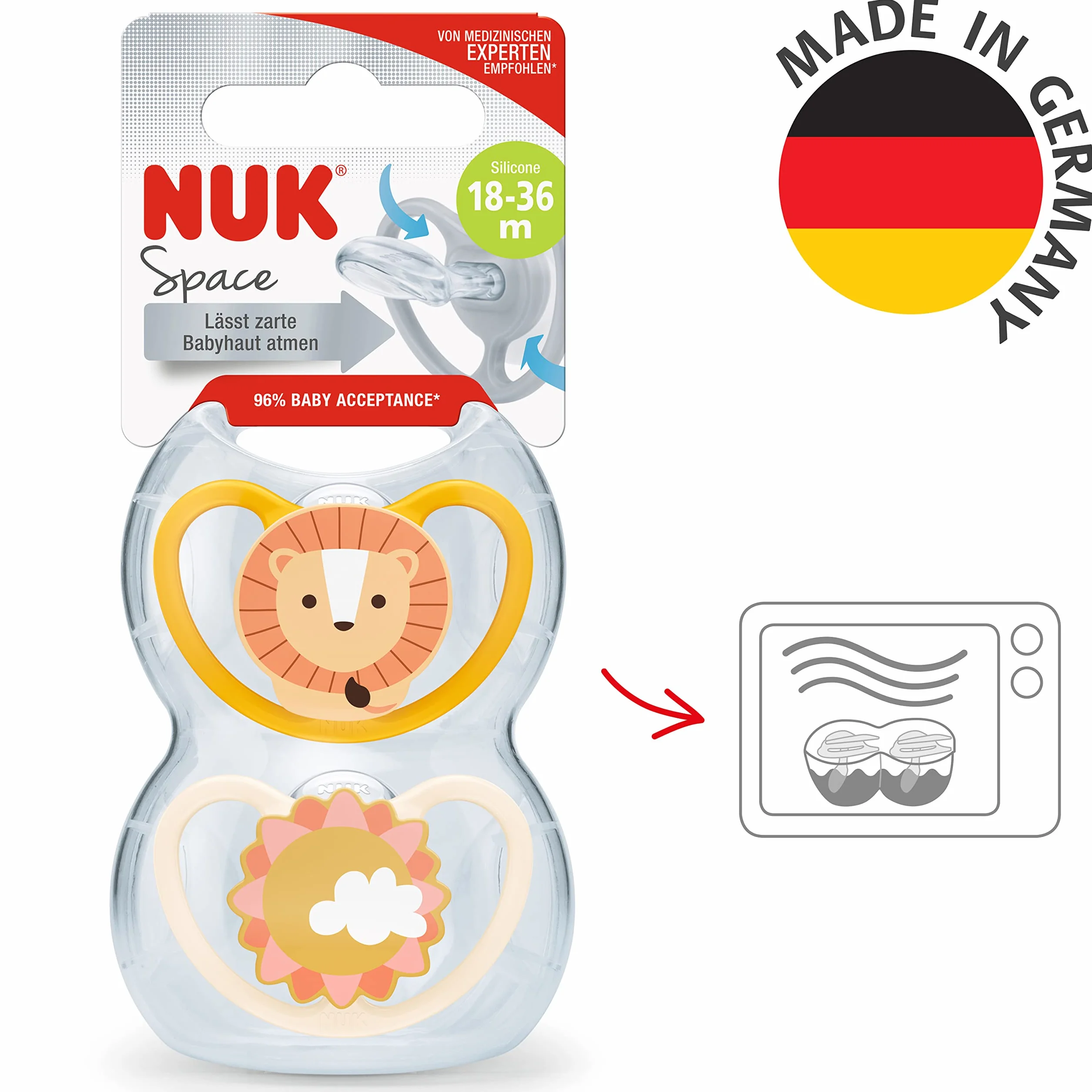 NUK Smoczek kosmiczny silikon bez BPA 18-36 miesięcy 2 sztuki beżowy