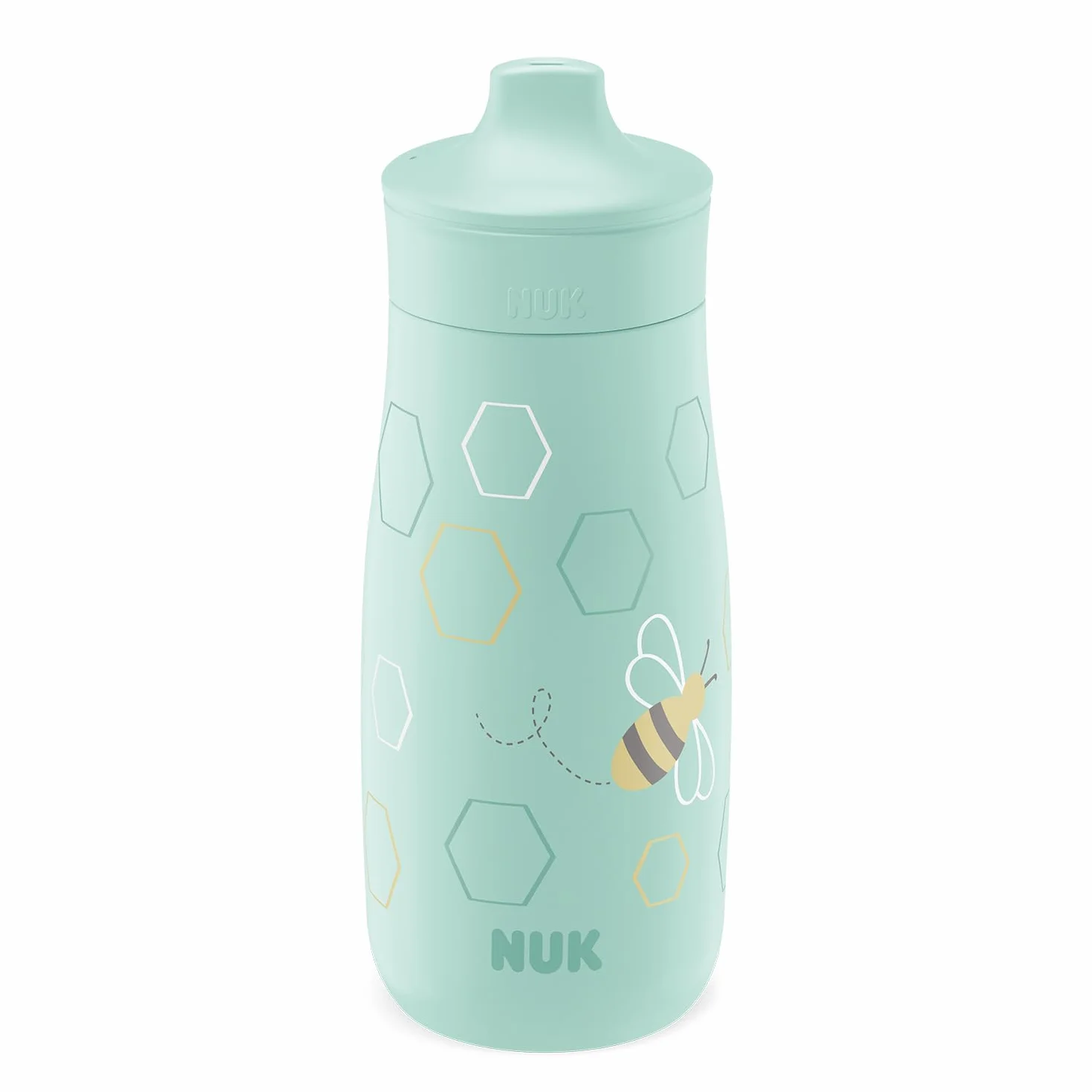 NUK Mini-Me Sip Kubek dla niemowląt, 9 miesięcy, 300 ml, butelka na wodę dla niemowląt, umiarkowany wylewka, odporny na wyciek, nietłukący, Mint Bee