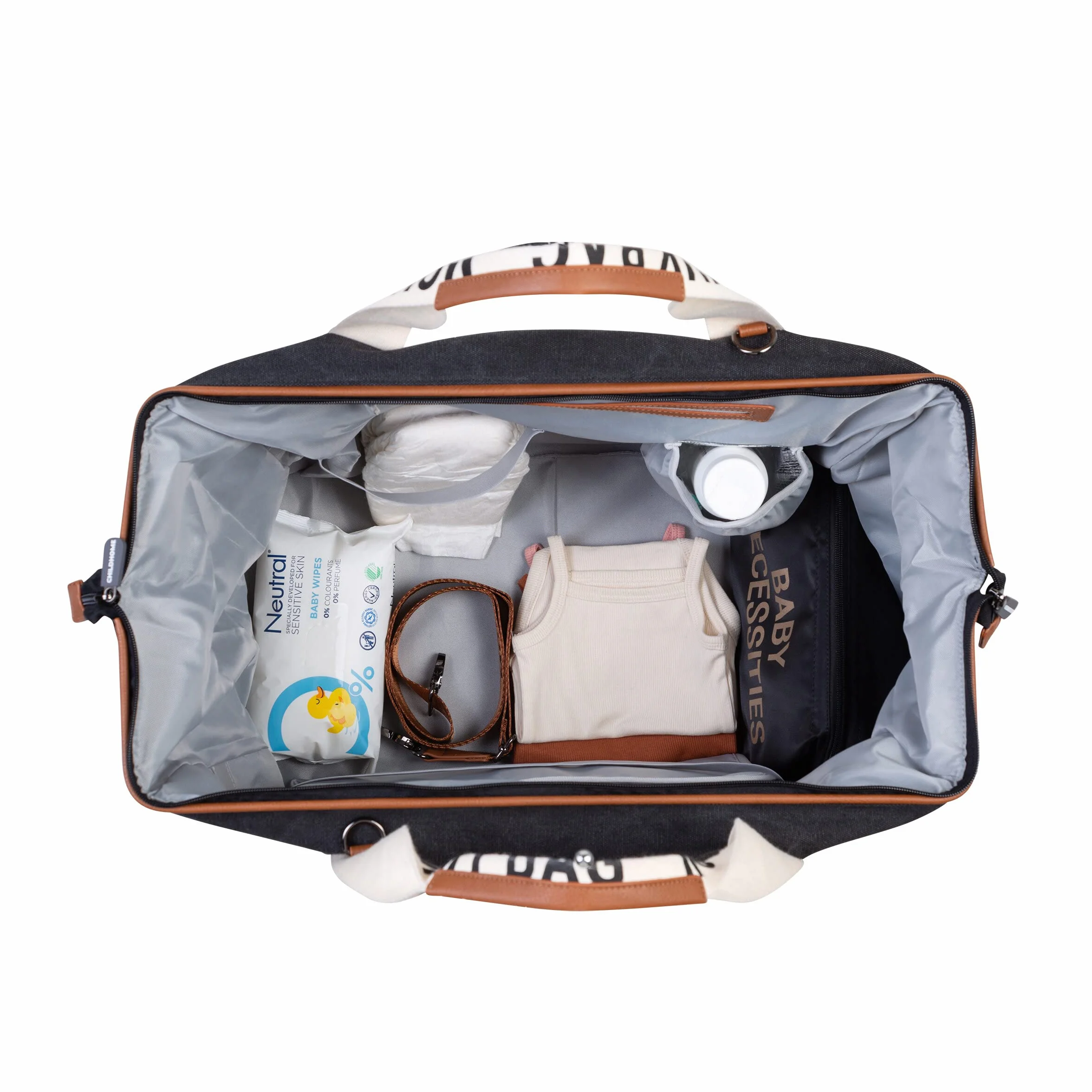 Childhome, Mommy Bag, torba na pieluchy, dla kobiet w ciąży, torba podróżna, duża pojemność, mata do przewijania, regulowany pasek na ramię, izolowana kieszeń, przejście na walizkę, kolekcja podpisów