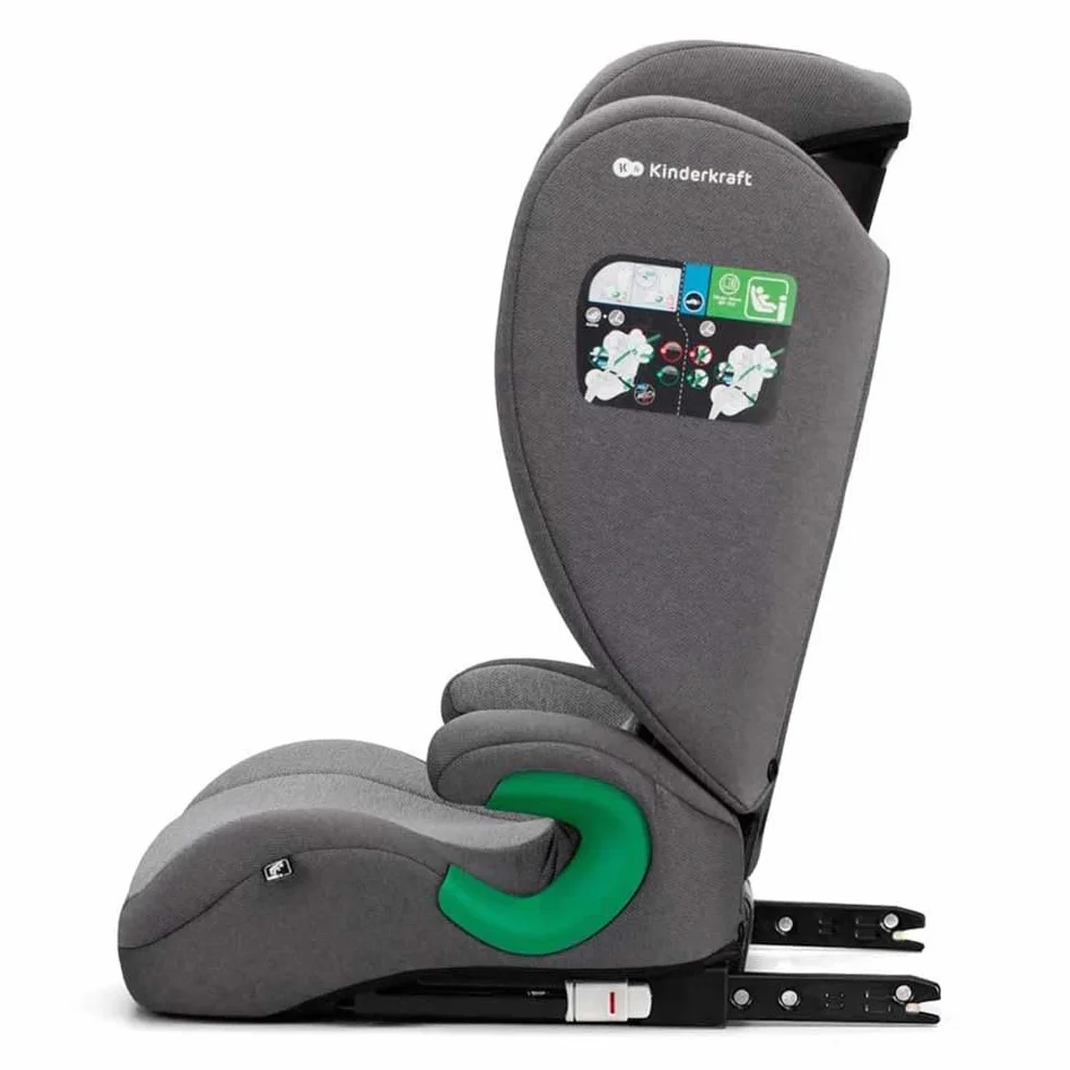Kinderkraft JUNIOR FIX 2 Fotelik dziecięcy I-SIZE Isofix 9-36 kg Szary