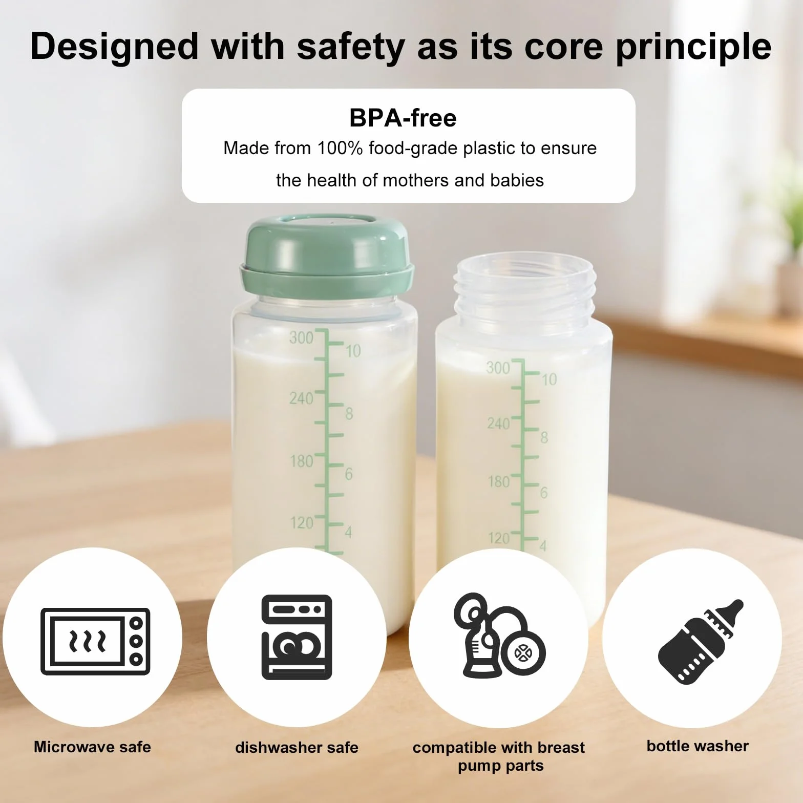 2szt Pojemnik na Mleko Matki Kompatybilny z Momcozy 22oz Chłodziarką na Mleko Matki, 10oz Butelka do Przechowywania Wolna od BPA Niezbędnik do Karmienia Piersią
