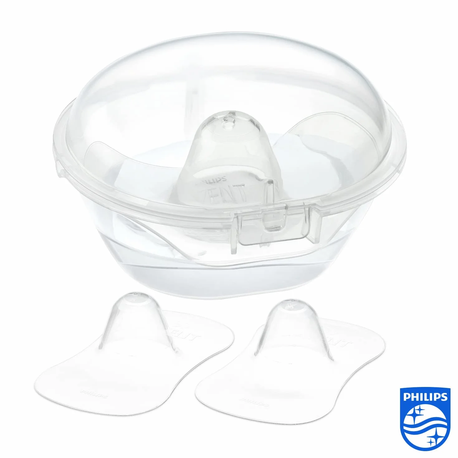 Philips Avent Nipple Shields to Support Breastfeeding, Easy Latch-On and Protects Sore, Cracked Nipples, Pack of 2, Medium (21mm), Includes Travel Case - SCF153/03, Transparent, 2 Count (Pack of 1)