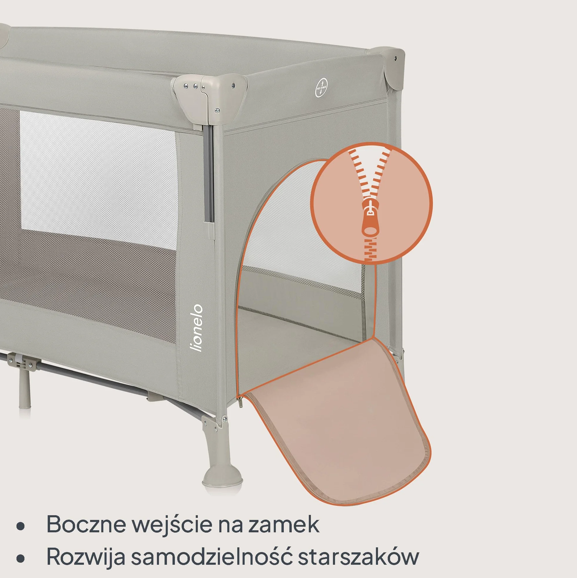 Lionelo Ellen 3 w 1 łóżko podróżne 0-3 lata 15 kg 2 wysokości materaca beżowa