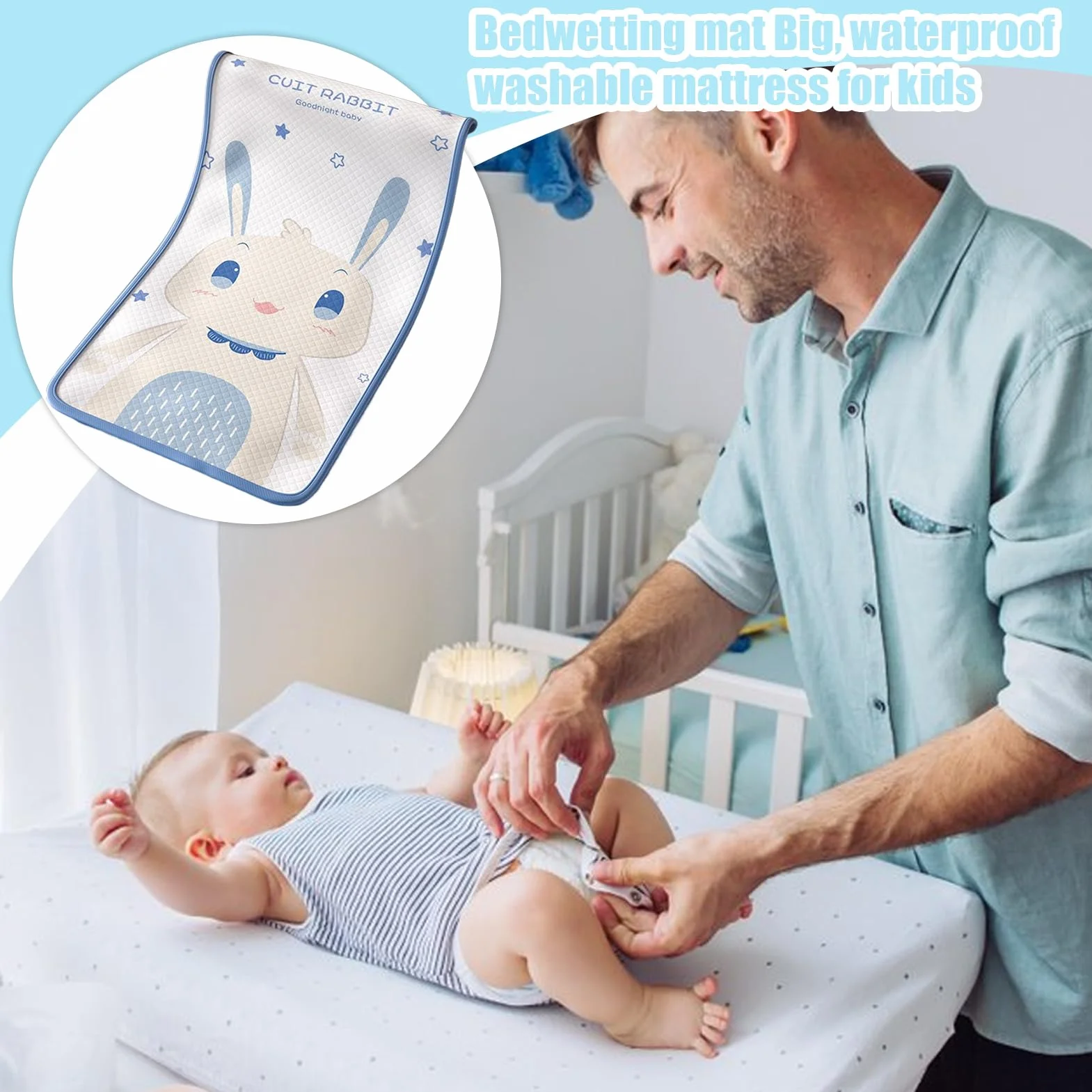 Kids Bed Wetting Pads Waterproof Reusable Mattress Protector Heavy Absorbency Leak Proof Pad for Babies