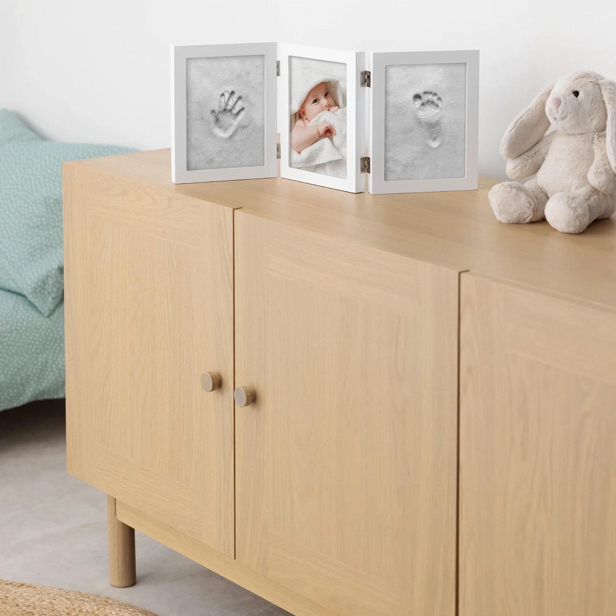 Navaris Ramka na zdjęcia z odciskiem gipsu 220 x 170 x 22 mm odcisk dłoni i stóp