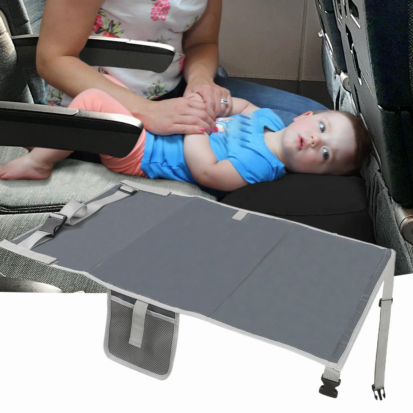 Travel Bed, Inflatable Plane Footrest, Lightweight Accessory, Adjustable Safety Hammock, Ideal for Children, Traveling, Playing, Sleeping, 29.92x17.52 inches